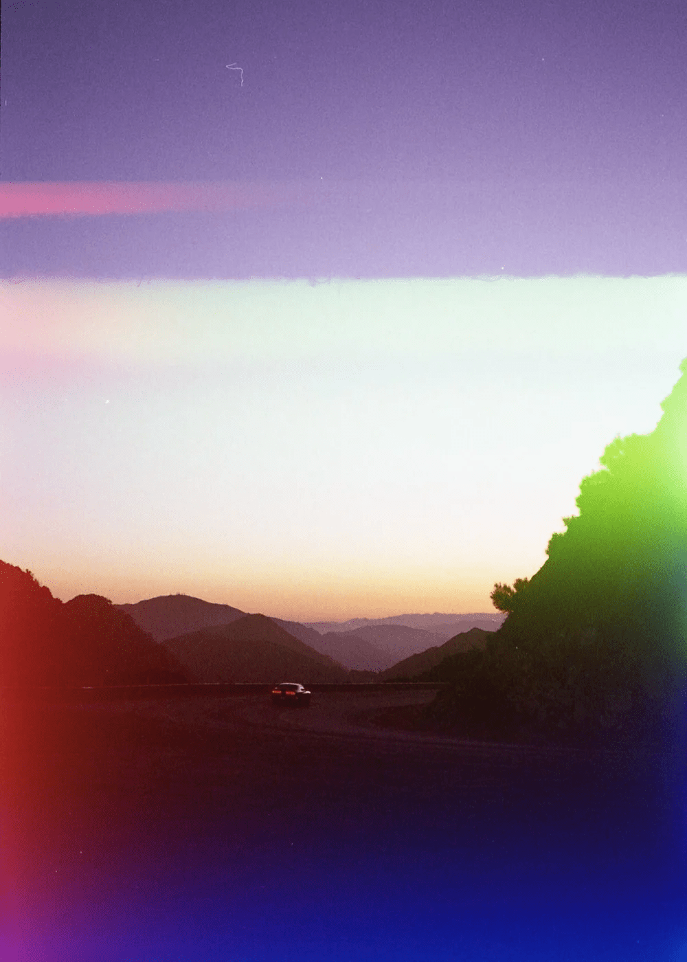 Scenic route shot on Psych Blues 6, an experimental film stock