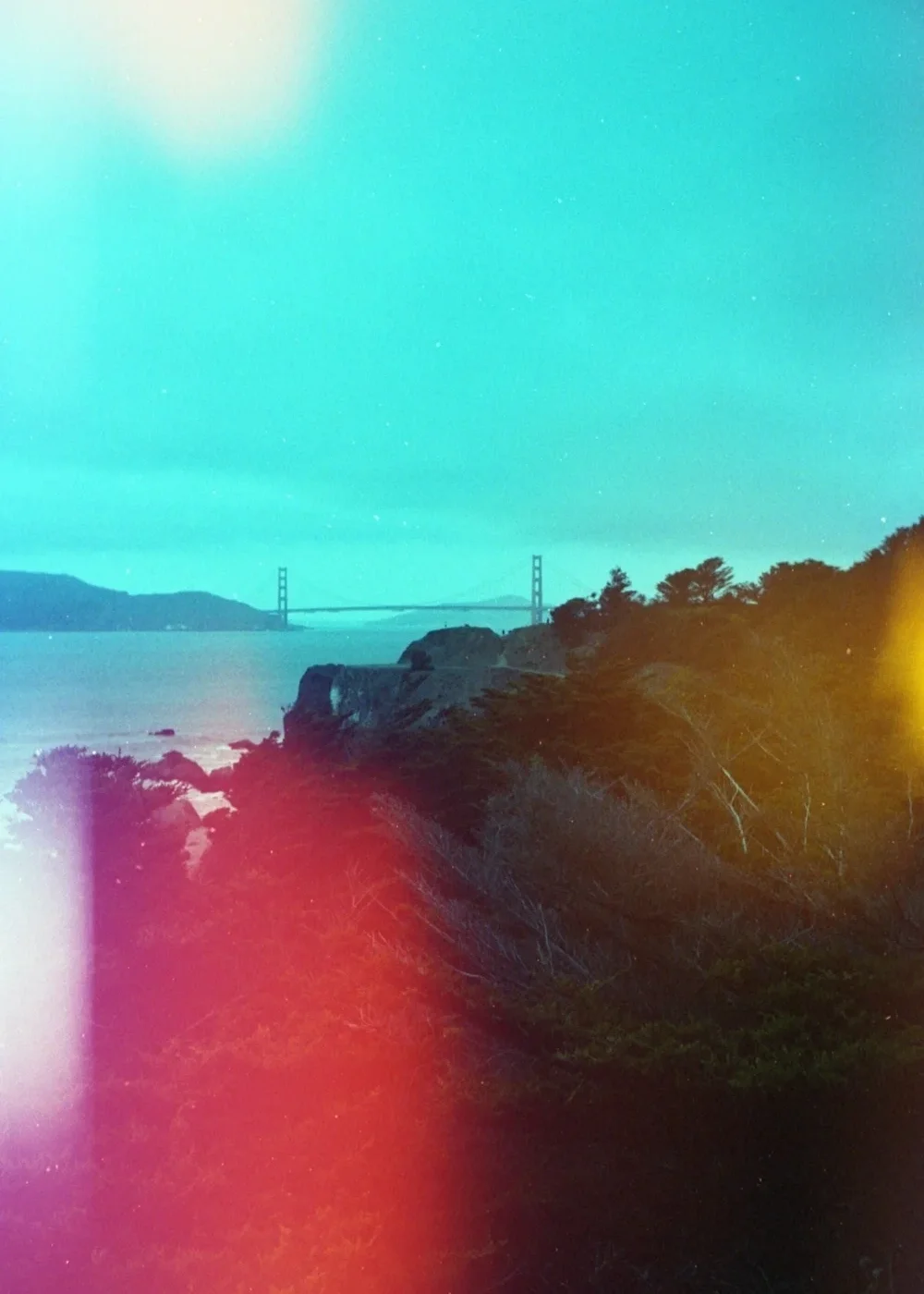 Psych Blues #3, experimental 35mm film image of a bridge