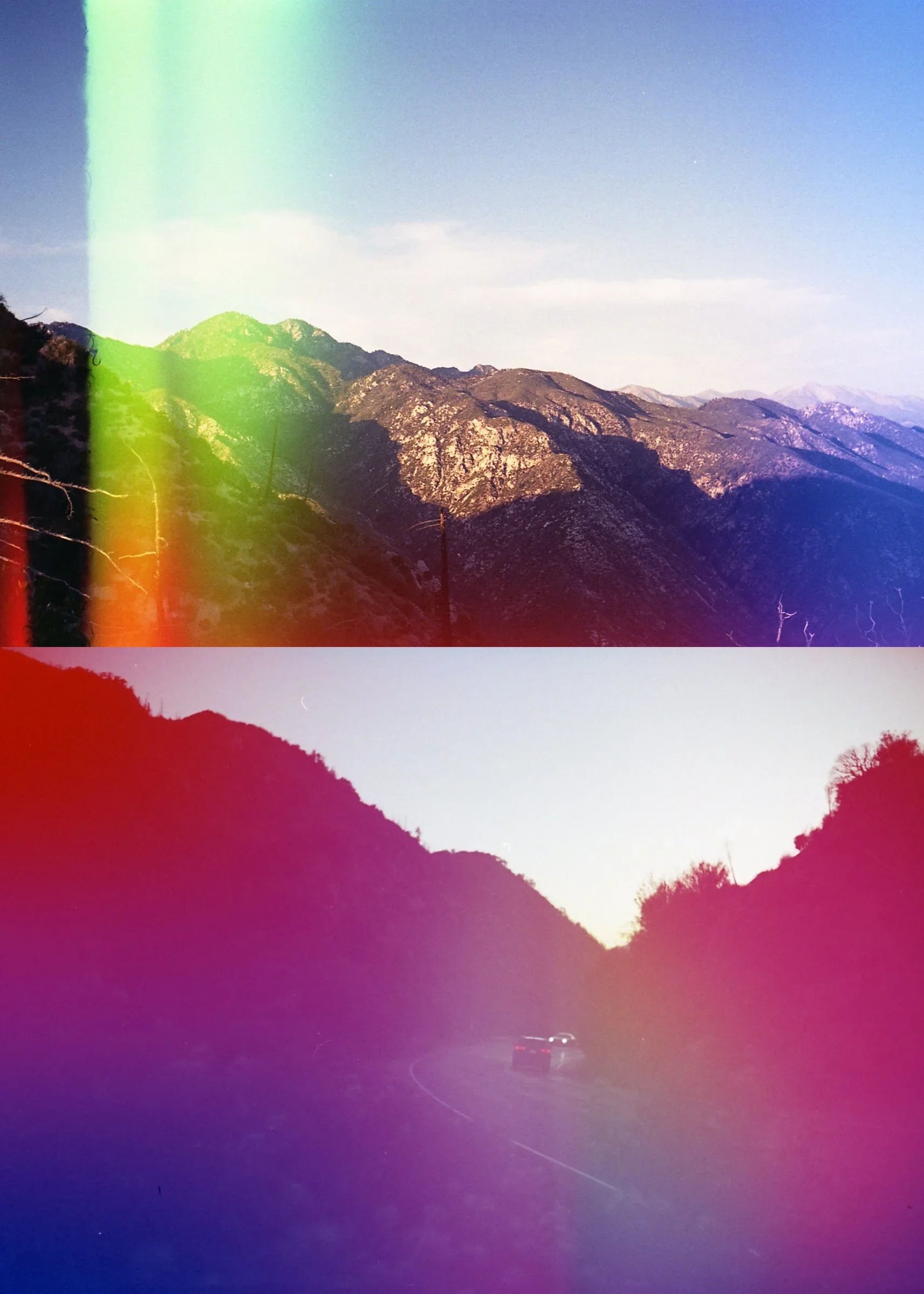 Psych Blues #6, experimental 35mm film image of large hills