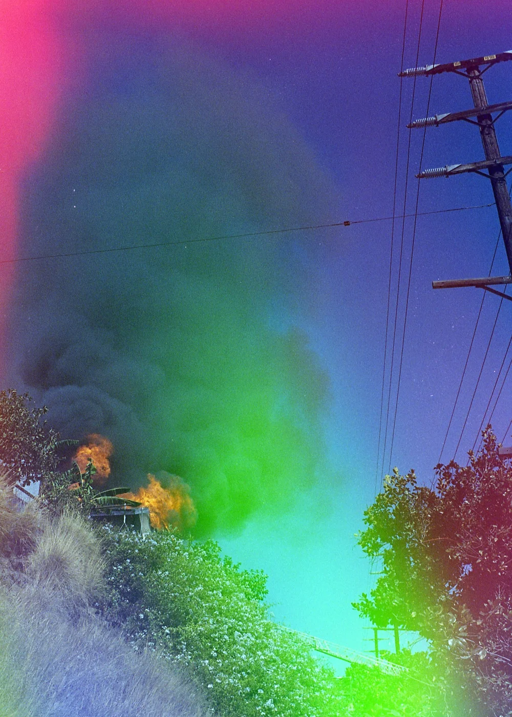 Psych Blues #4, pre-exposed 35mm film image of smoke