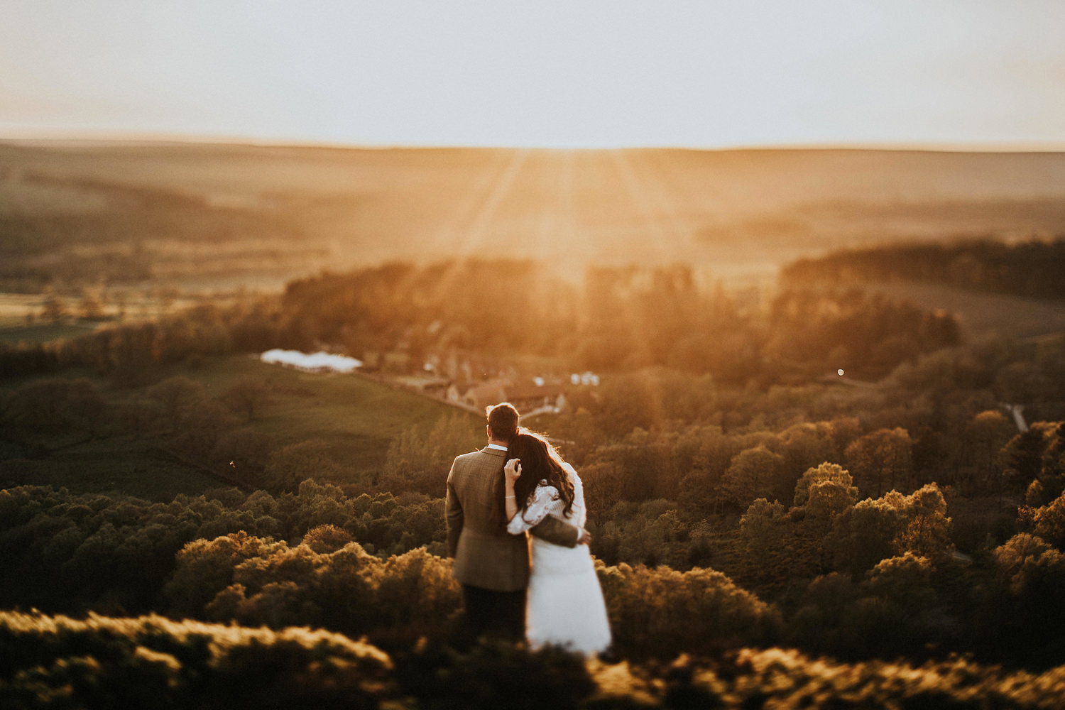 yorkshire couple enjoying wedding landscape