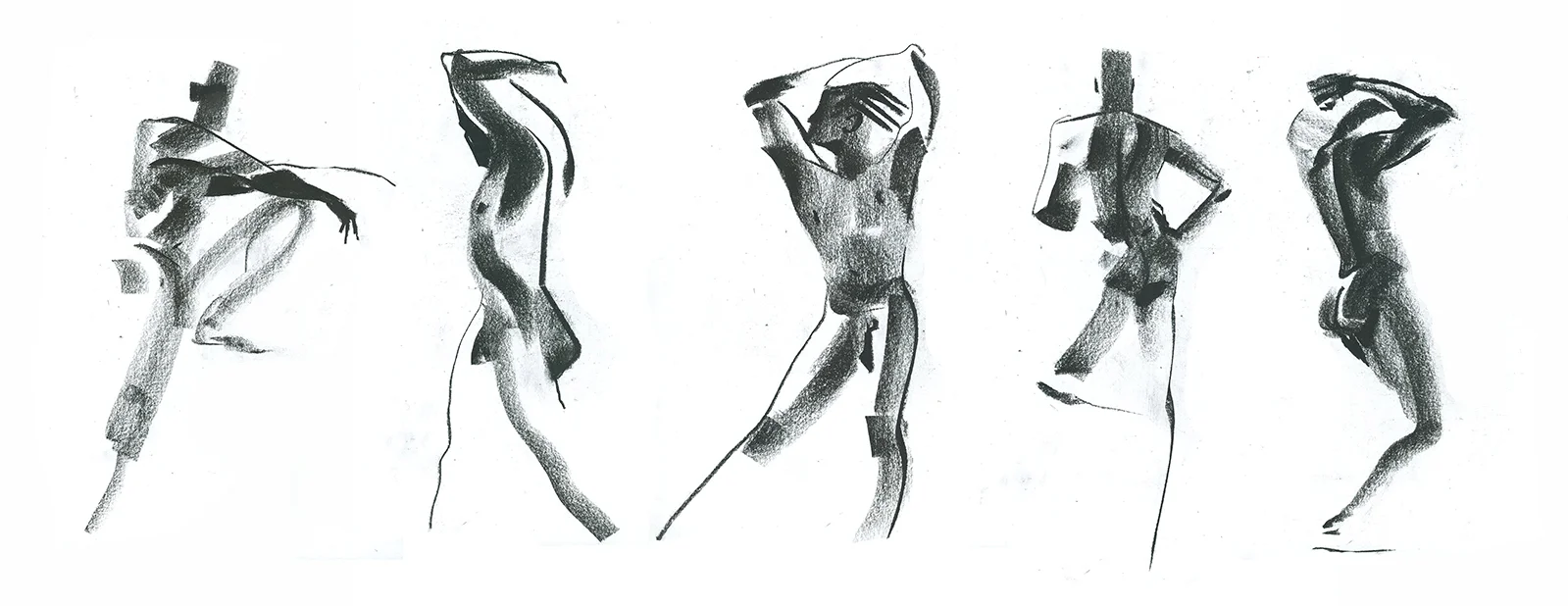Charcoal, 3 min poses