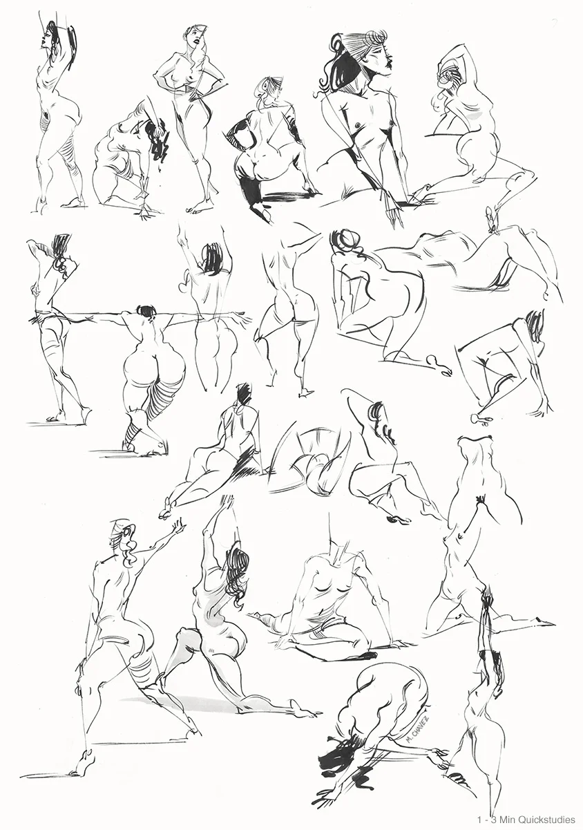 Brush pen, 1-3 min poses