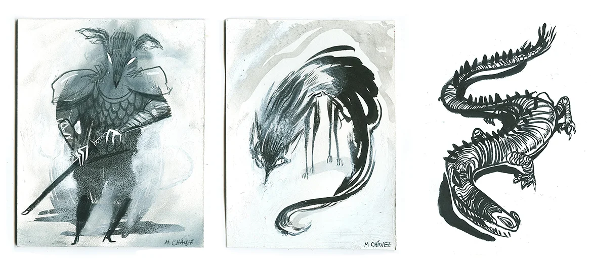 Ink, colored pencil & whiteout