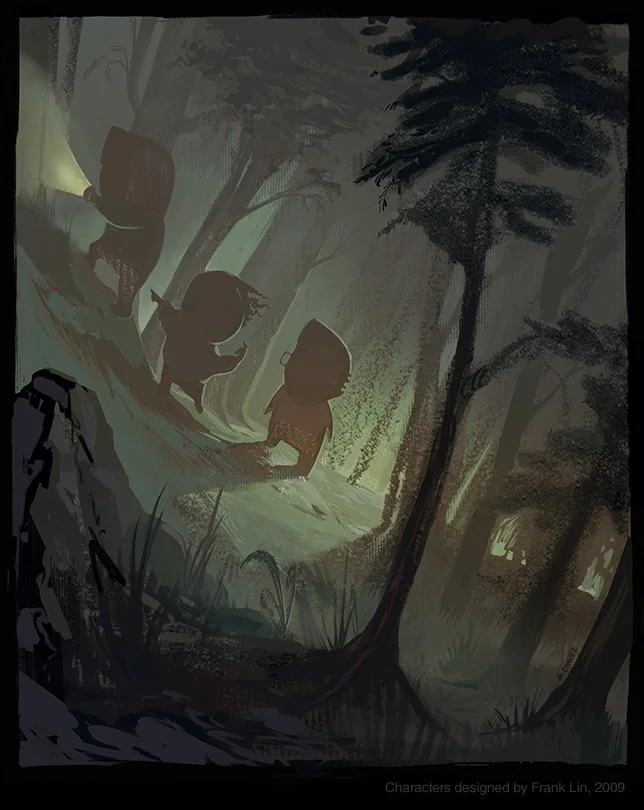 Concept art for a story by Frank Lin . Digital and colored pencil
