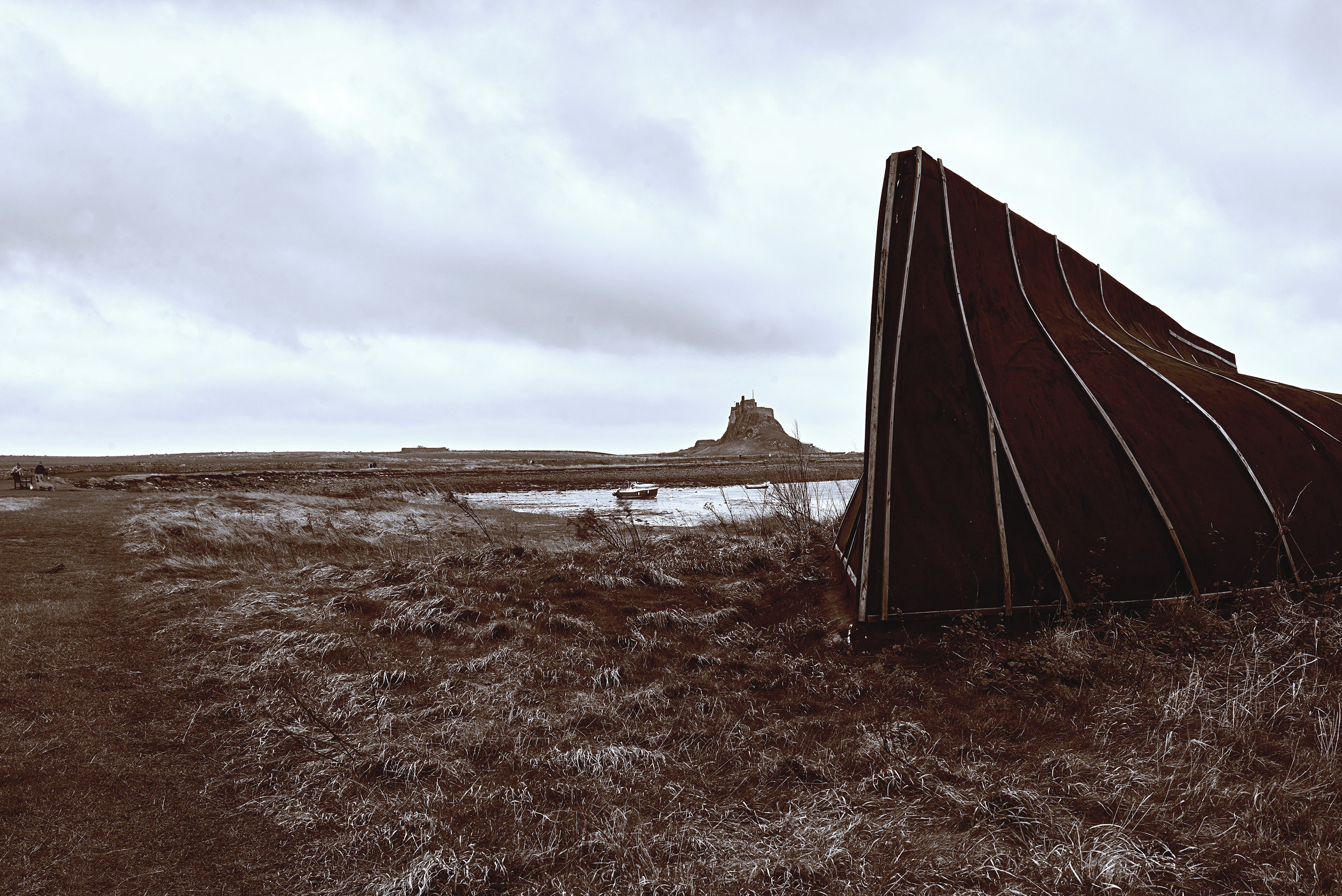 Upturned boat. Holy Island, Northumbria