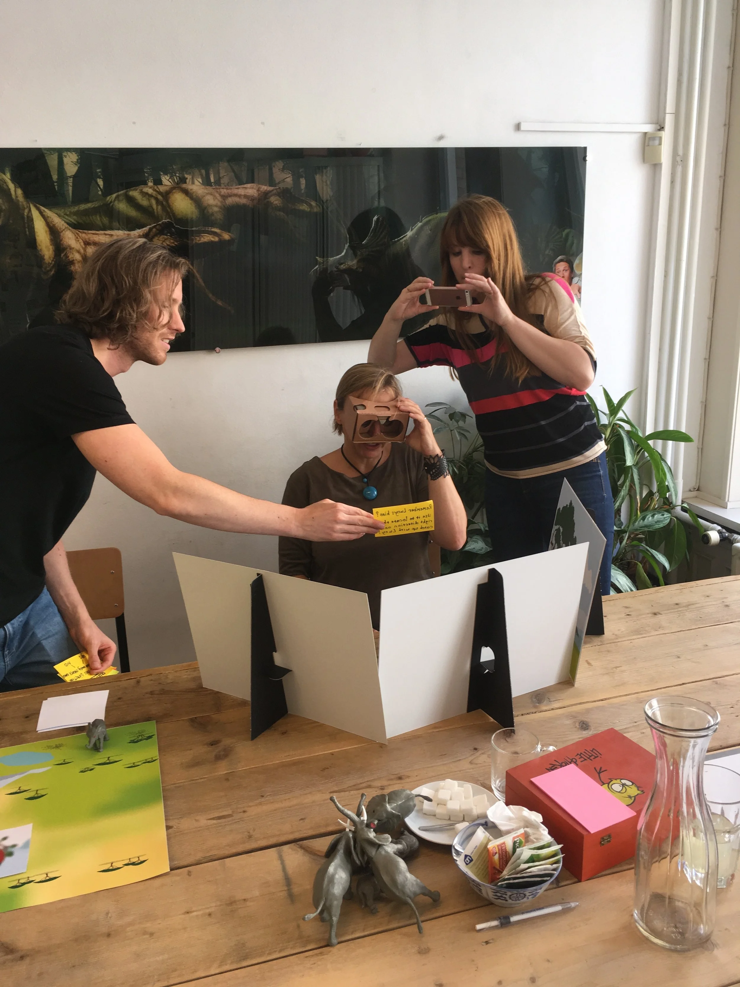Ellis and the Little Chicken game designers developing our first paper prototypes