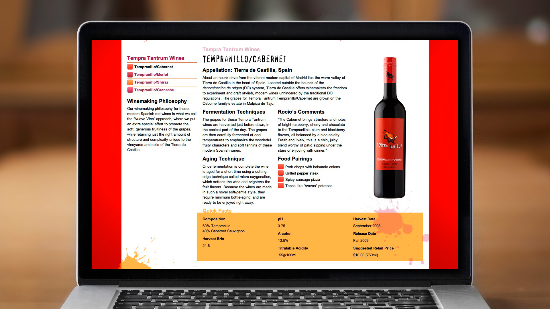 Web – Wines – Product Page