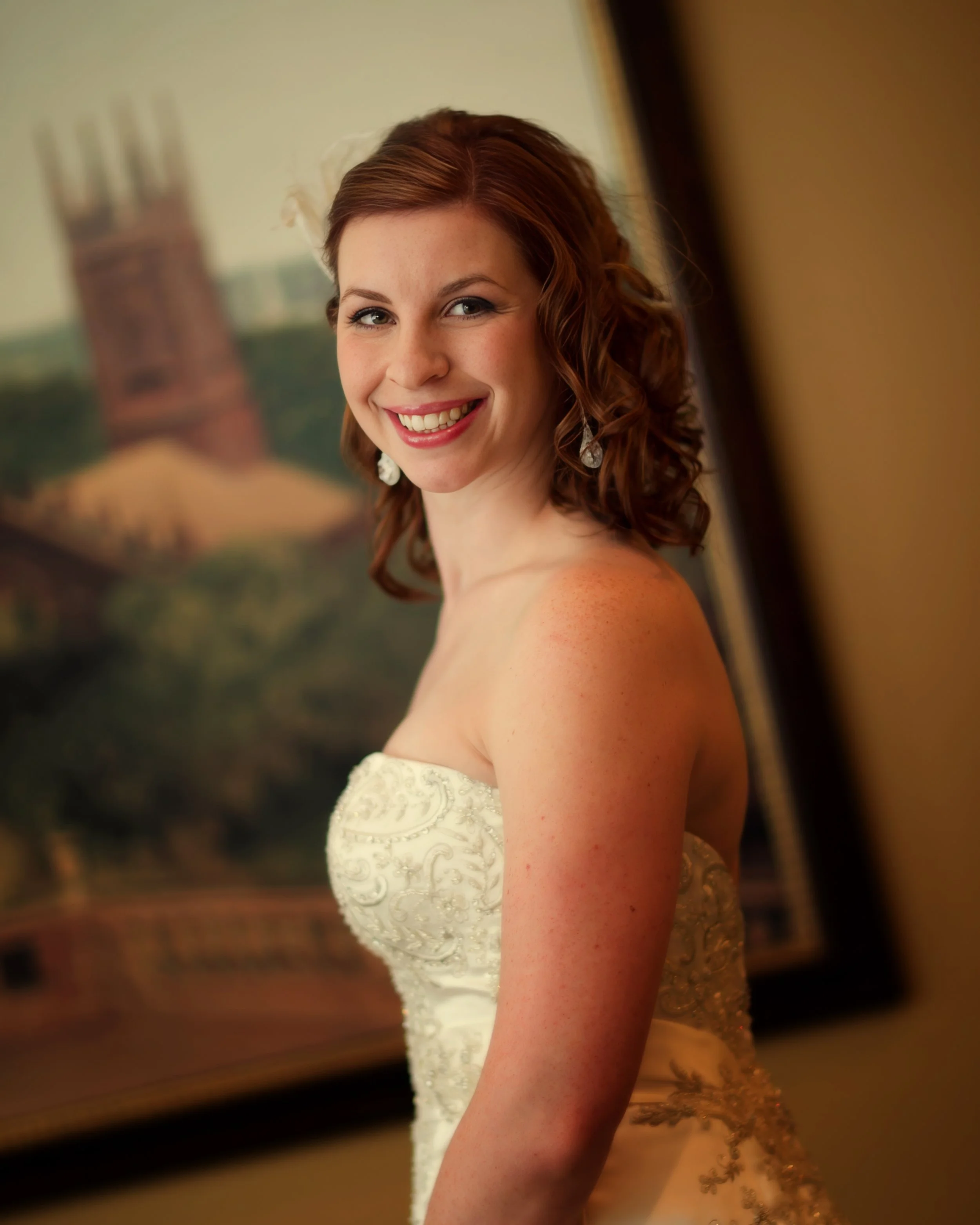 Classic bridal portrait of a bride in her gown inside Union League Cafe.