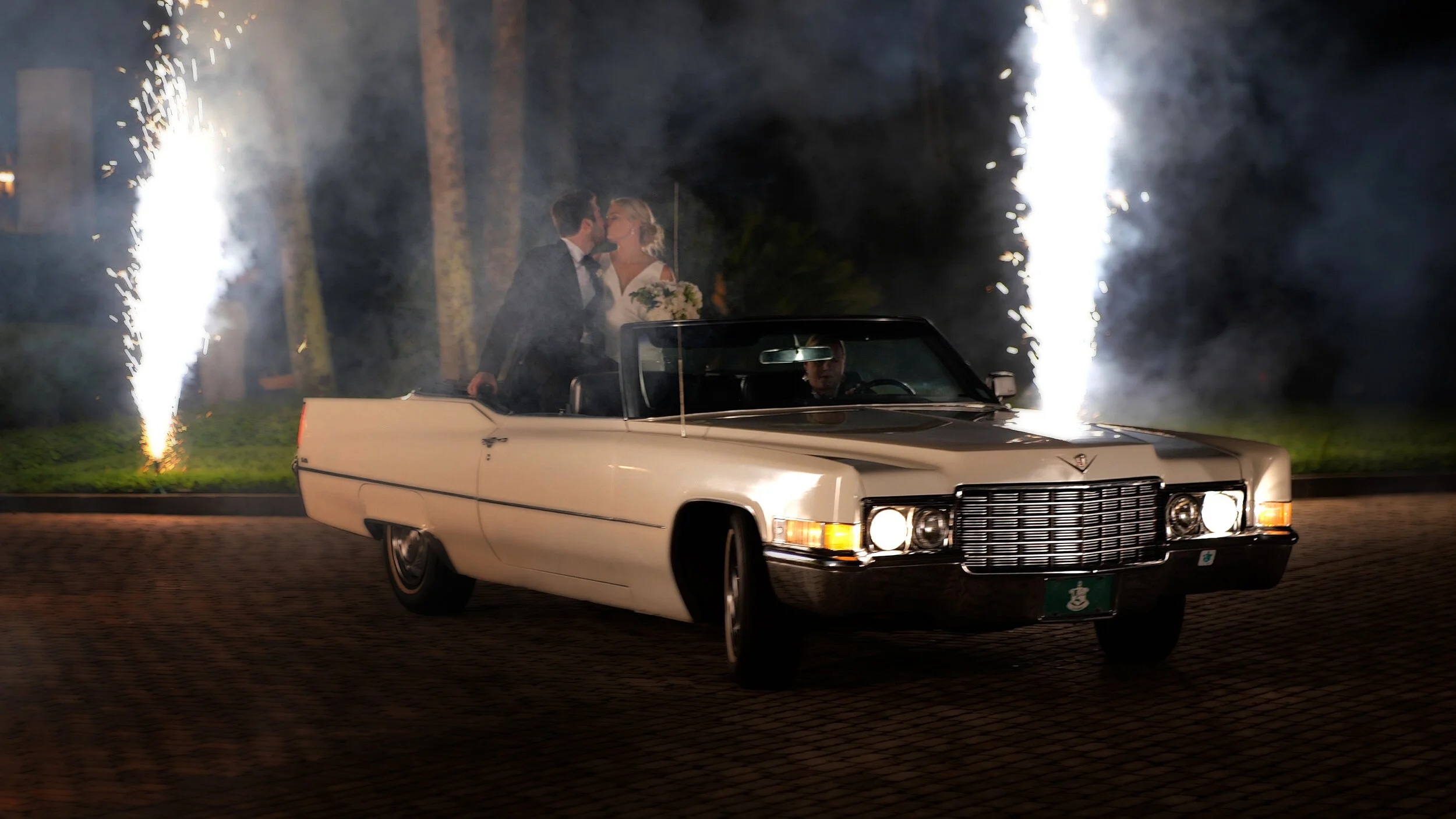 Vintage car wedding send off at Sea Island Resort.jpg