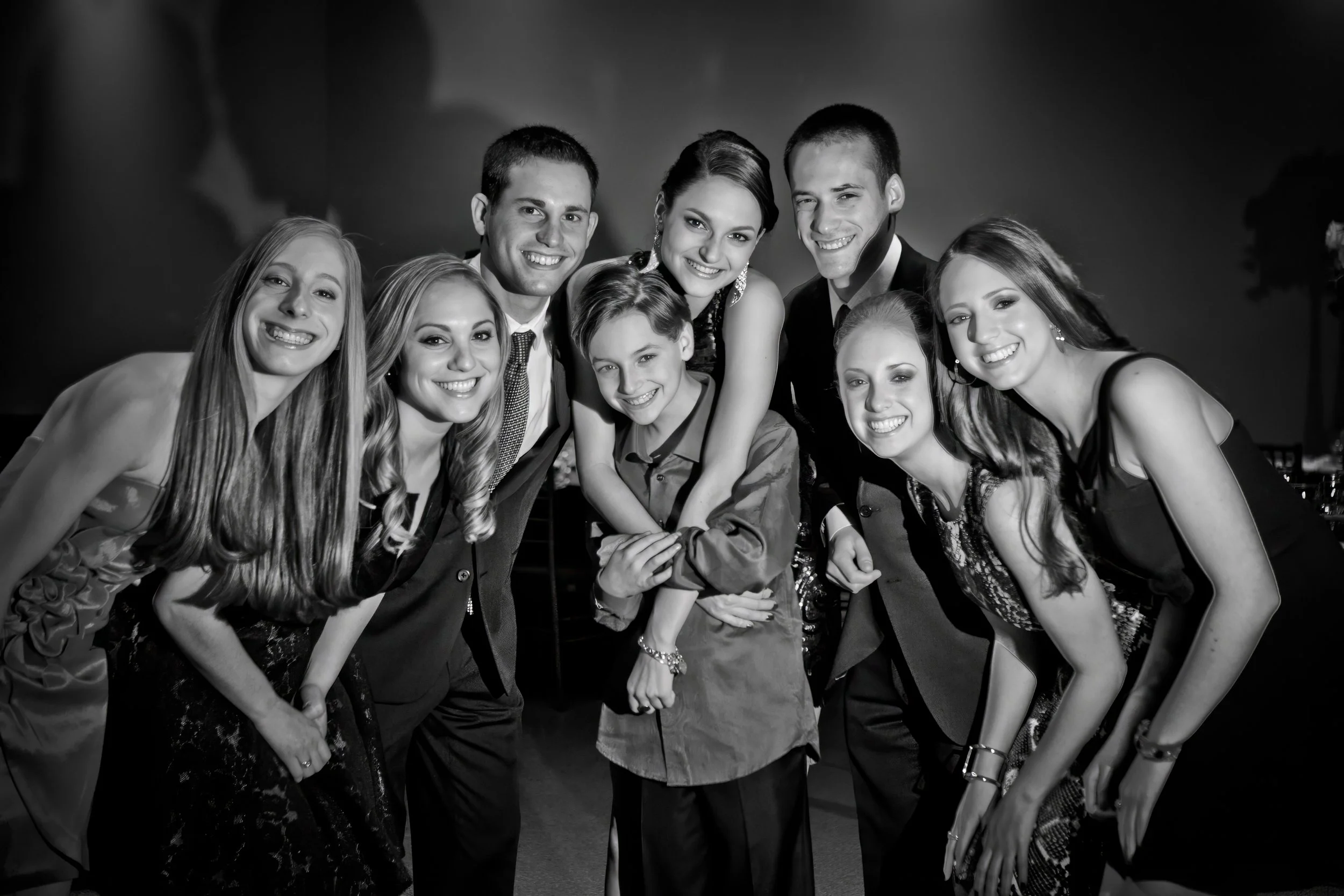 Joyful hug with family and friends