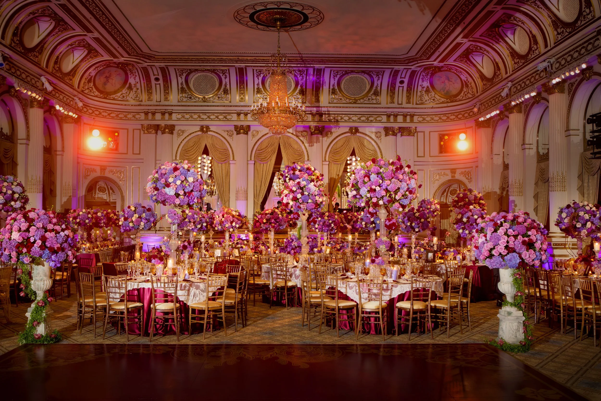 Lavish floral in the Plaza Hotel NYC Ballroom