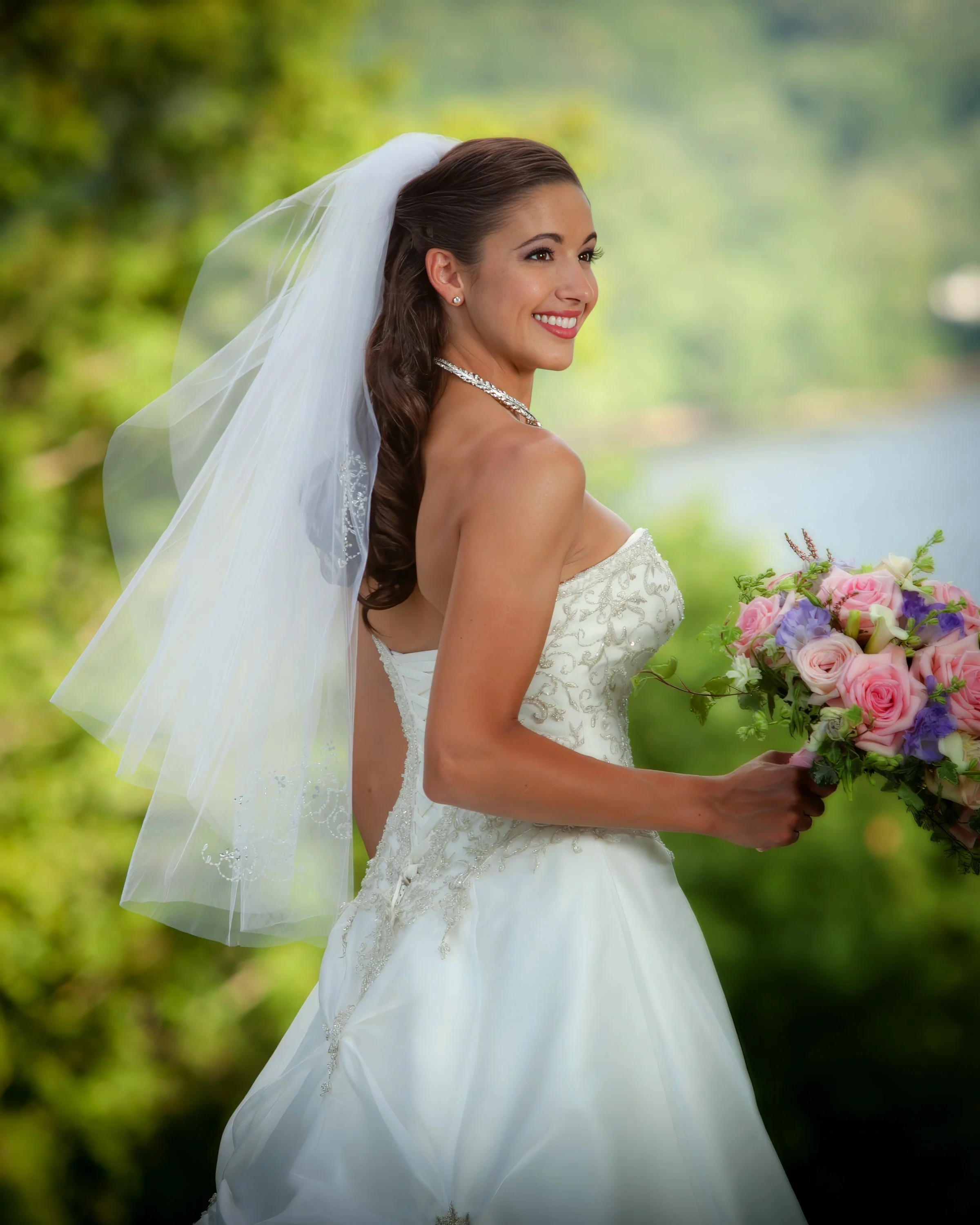 Bridal portrait overlooking the Connecticut River