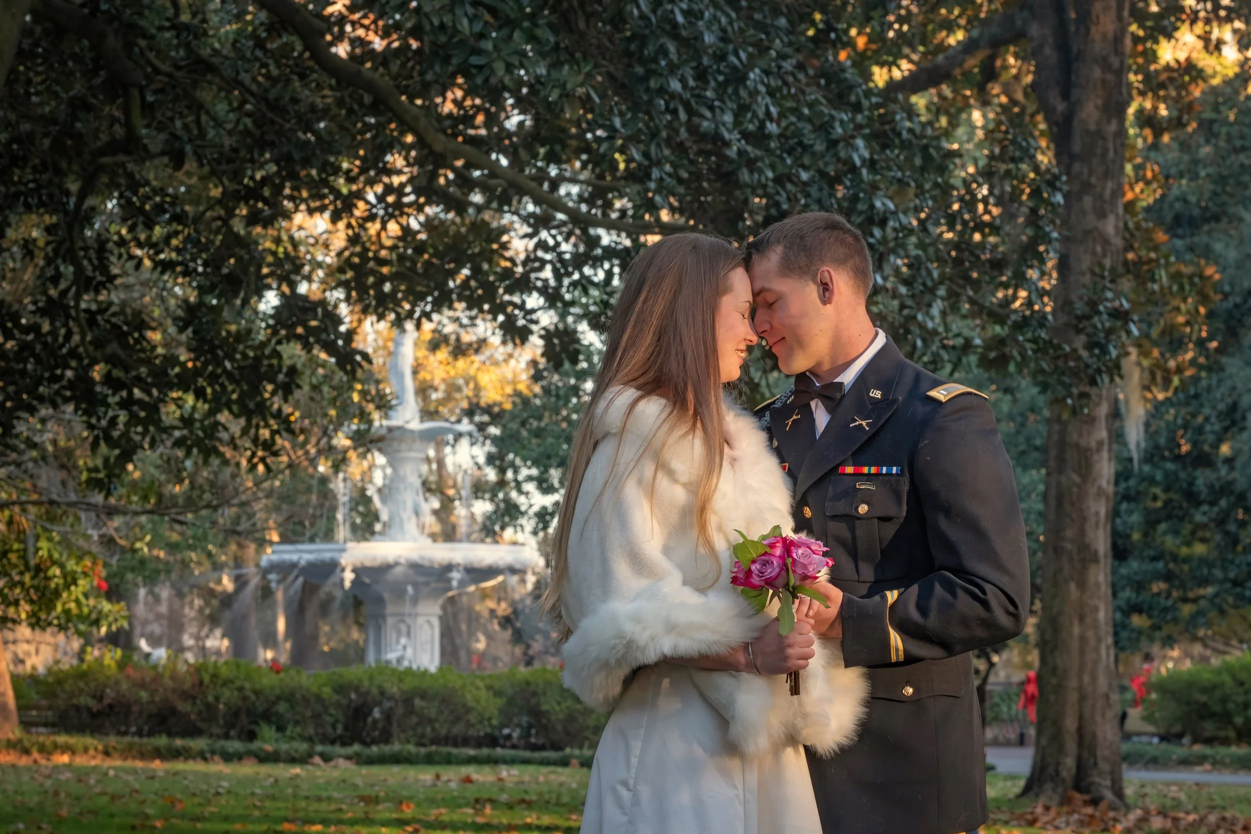 Fountain Kiss at Golden Hour
