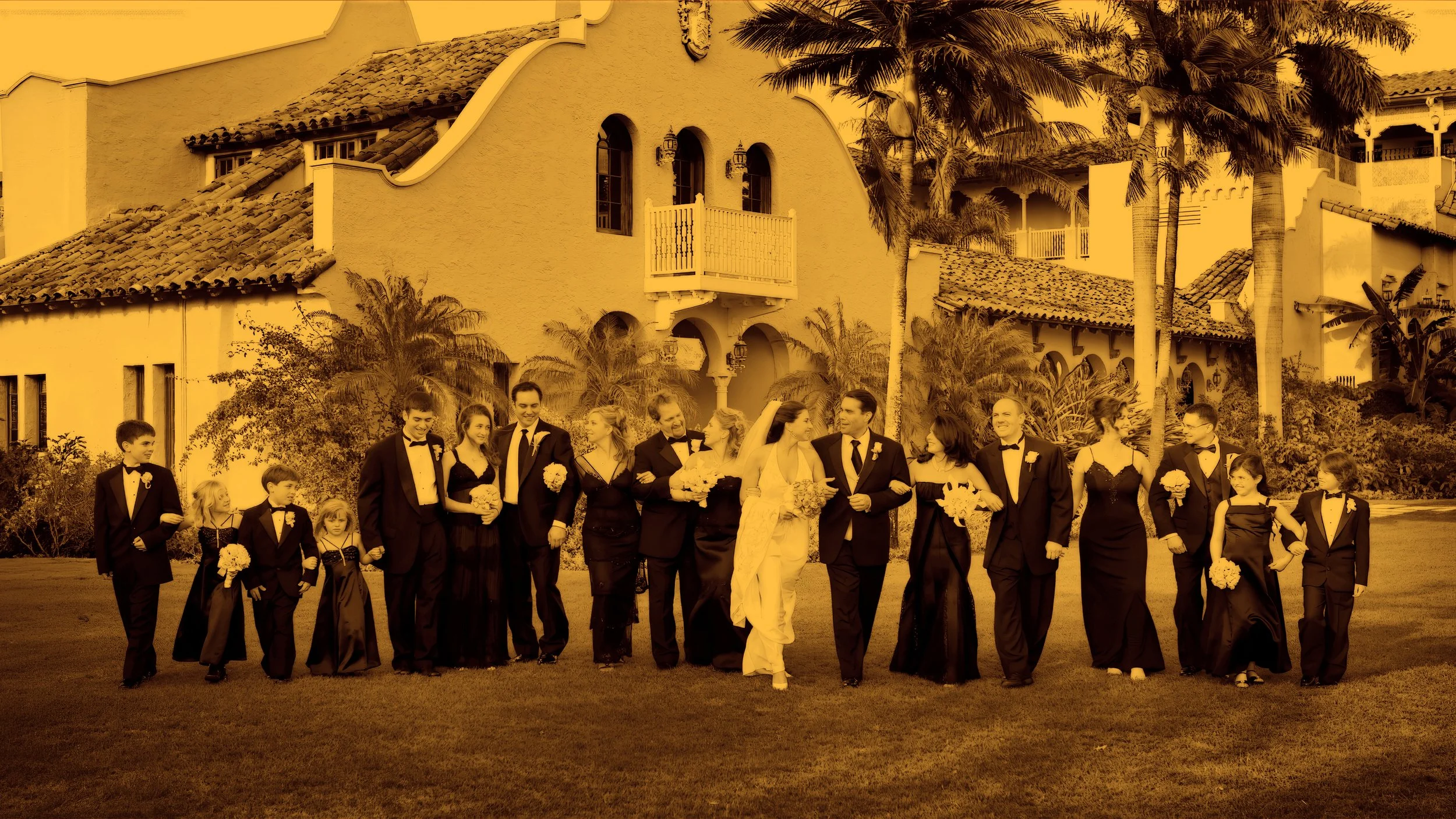 Wedding Party Strolling the Grounds