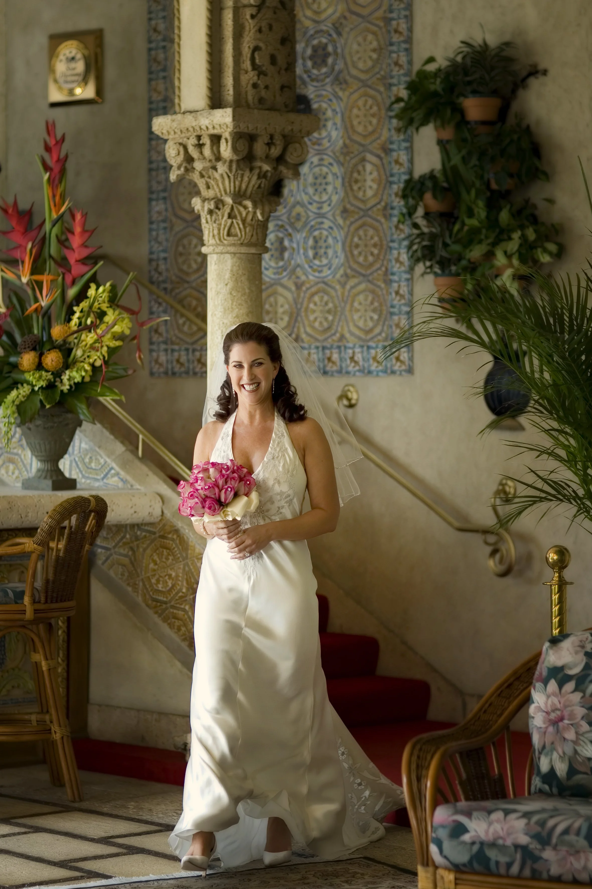 Bride Walking Through the Mar-a-Lago Foyer