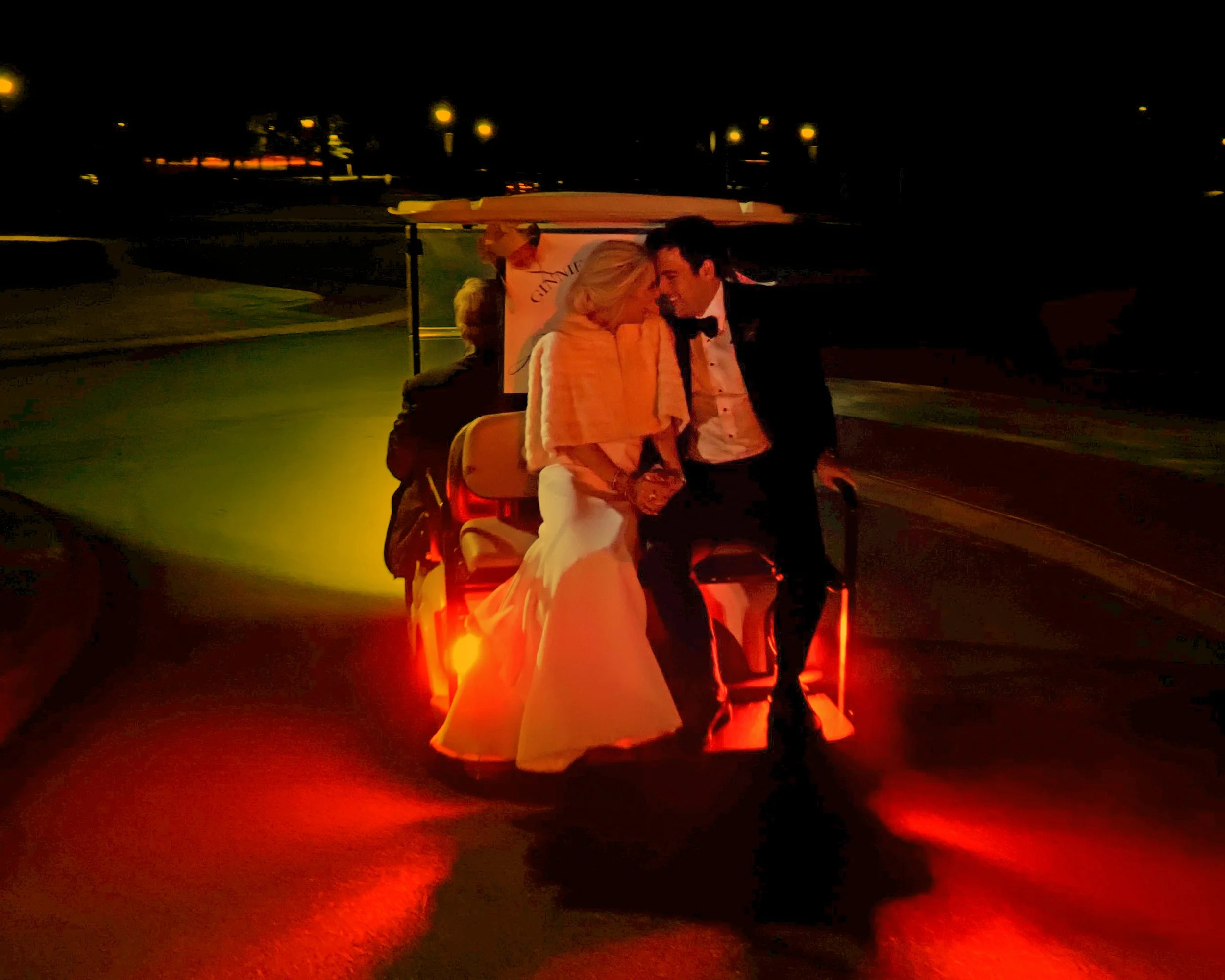 Bride and Groom Make a Final Golf Cart Exit at Pinehurst Resort