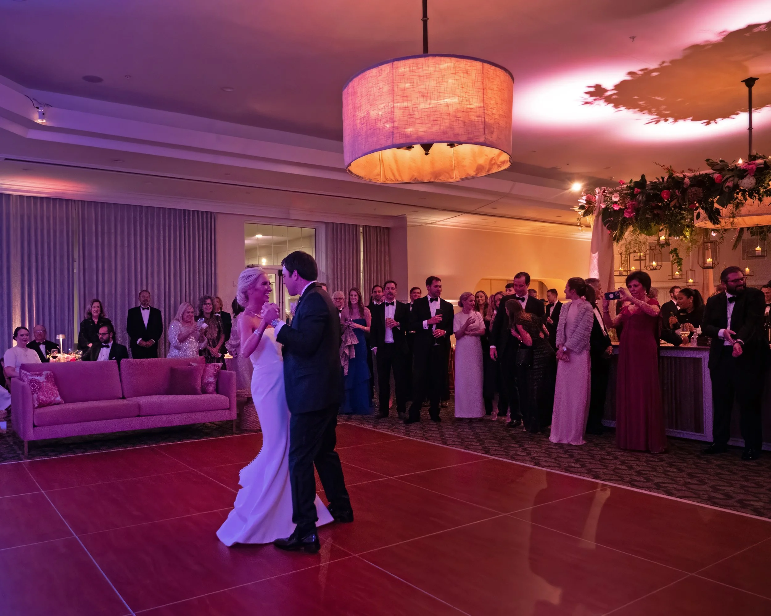 Bride and Groom Enjoy Their First Dance