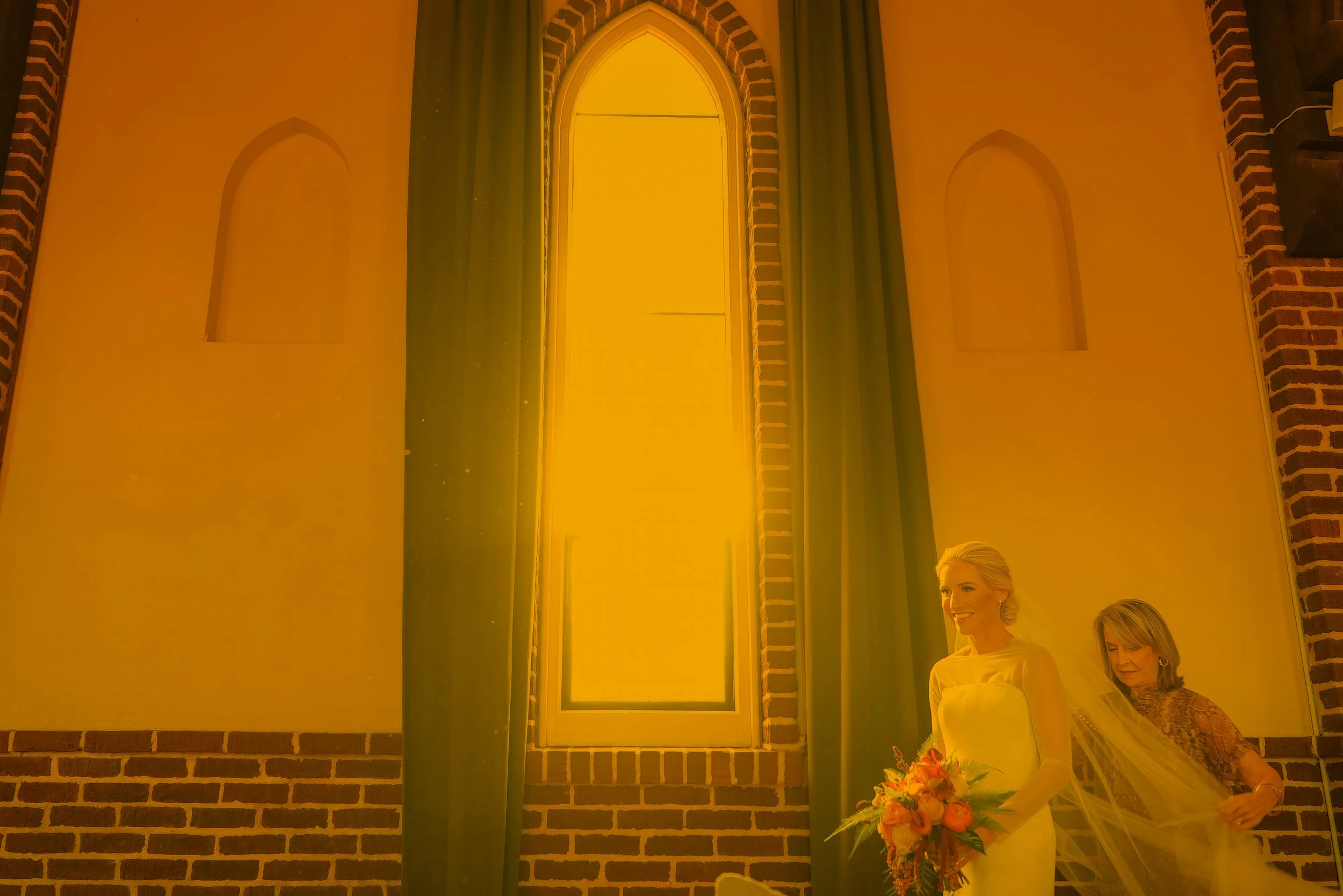 Bride and Mother Share a Candid Moment at The Old Church