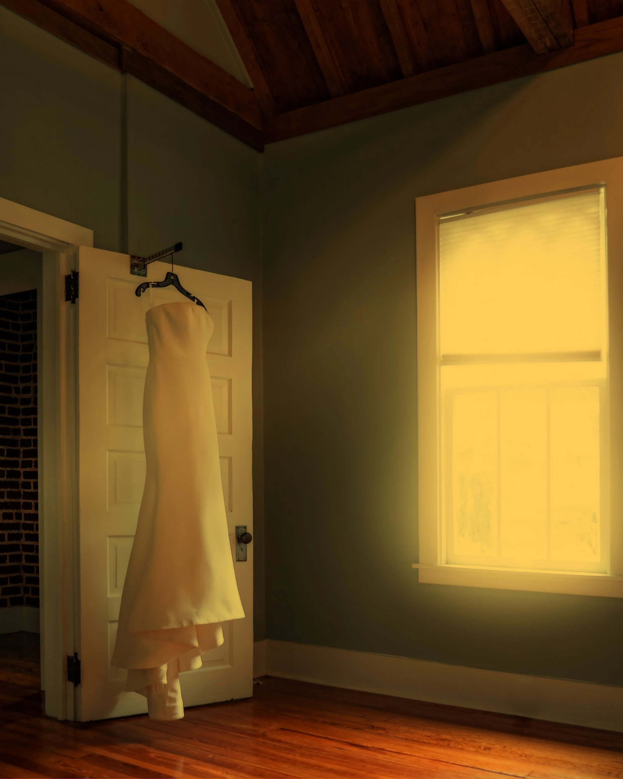 Wedding Dress on Display at The Old Church in Pinehurst.