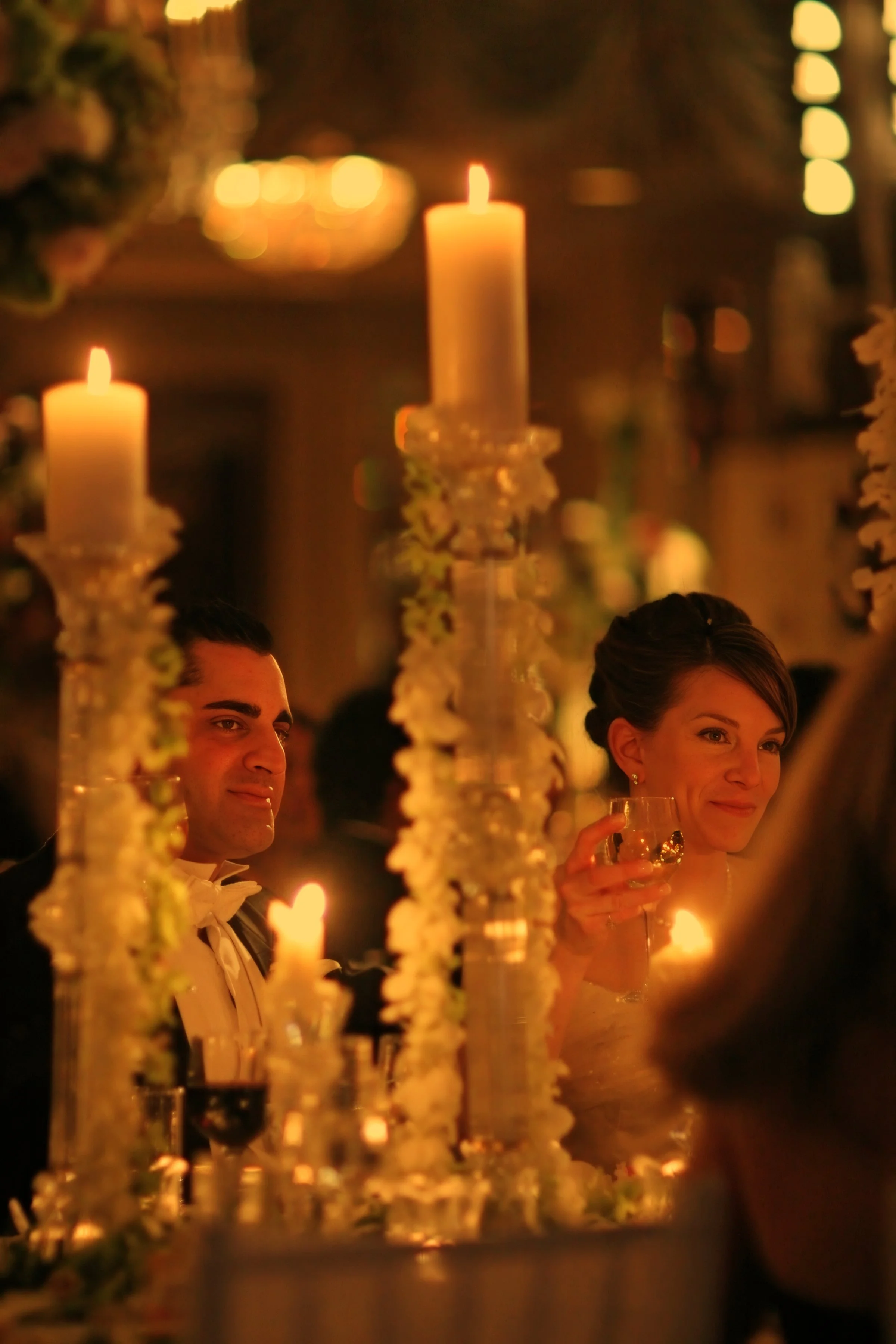 Candlelight Moment During Wedding Toasts