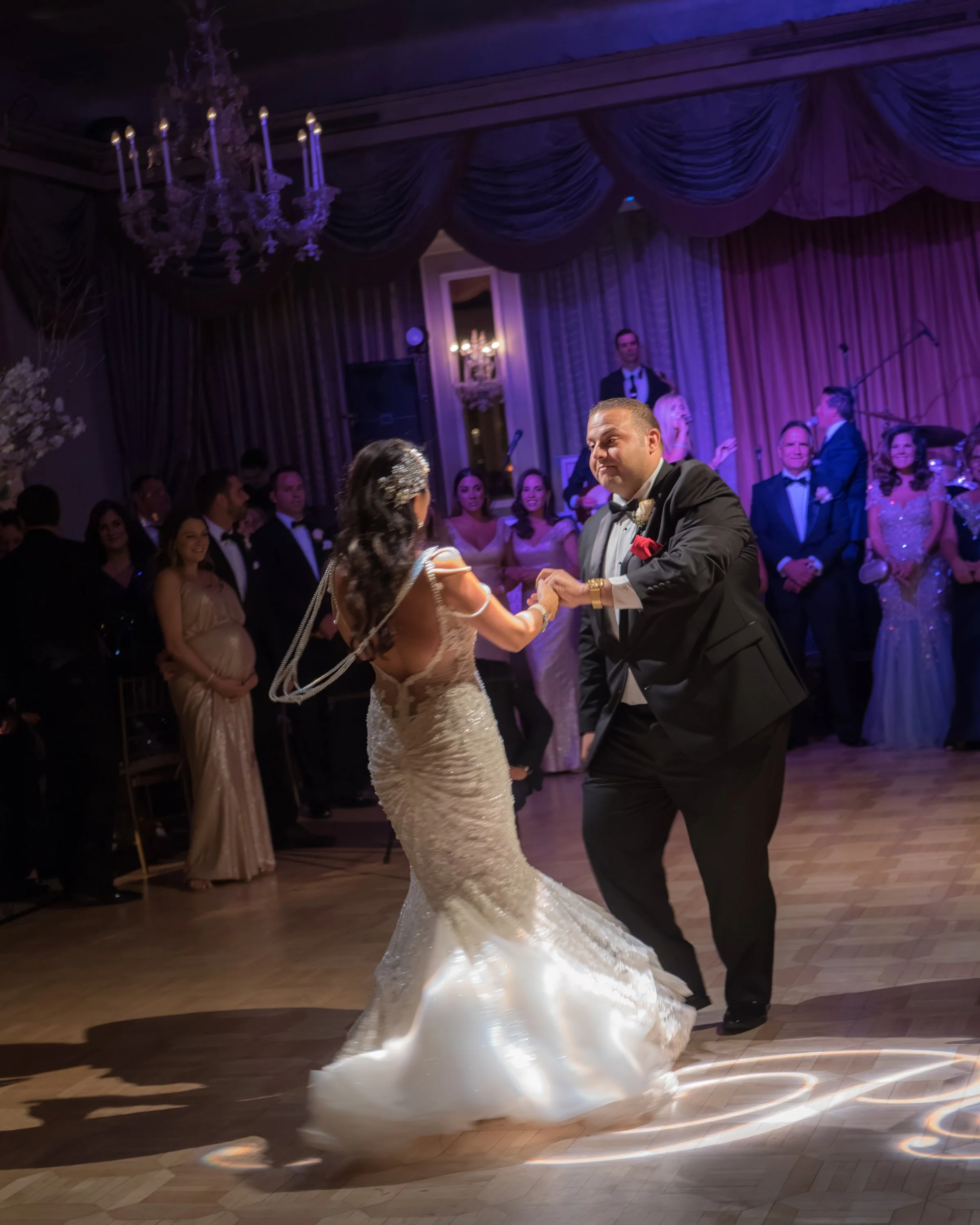 Bride and Groom Spin on the Grand Ballroom Dance Floor