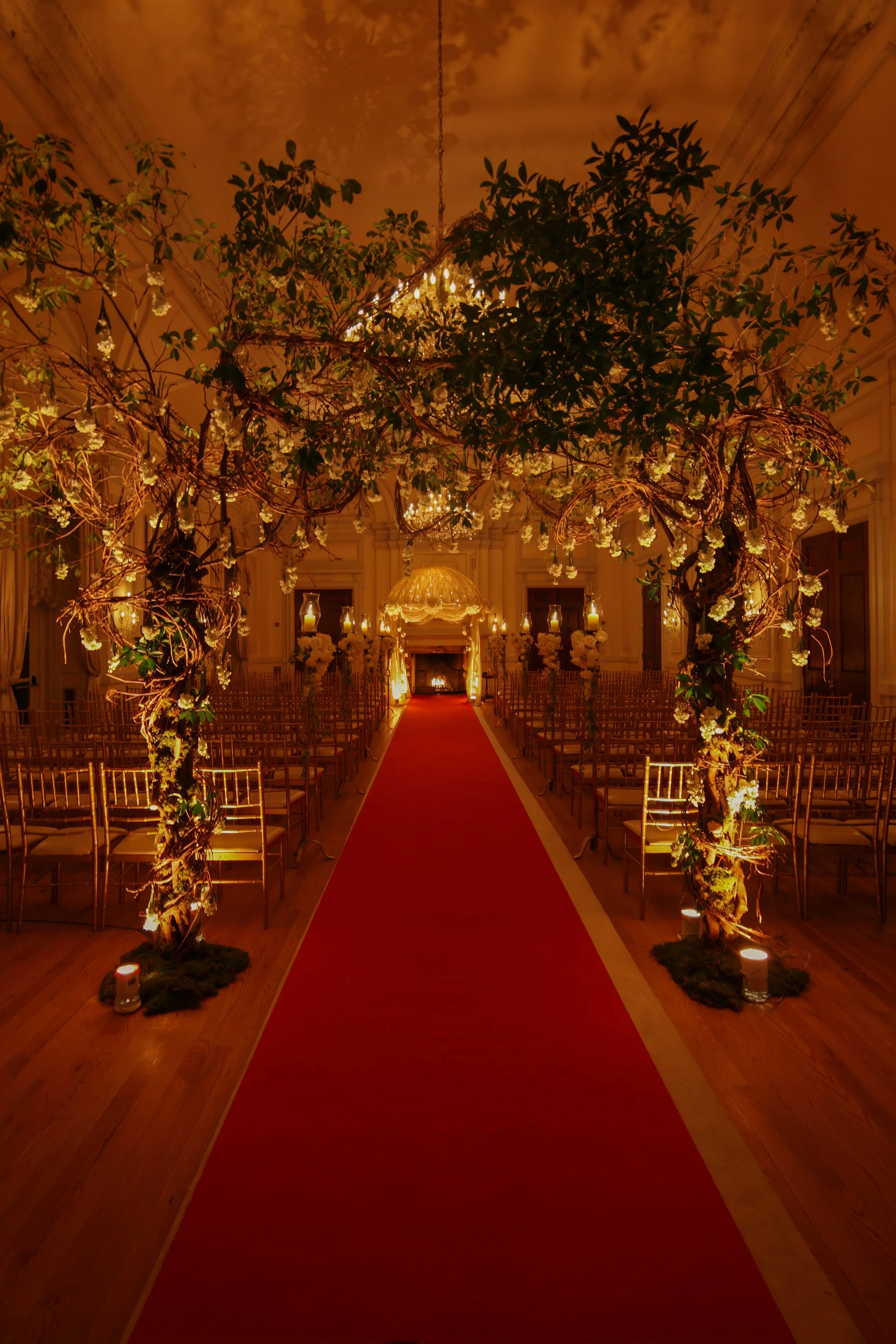Wide View of Ceremony Decor at Oheka Castle