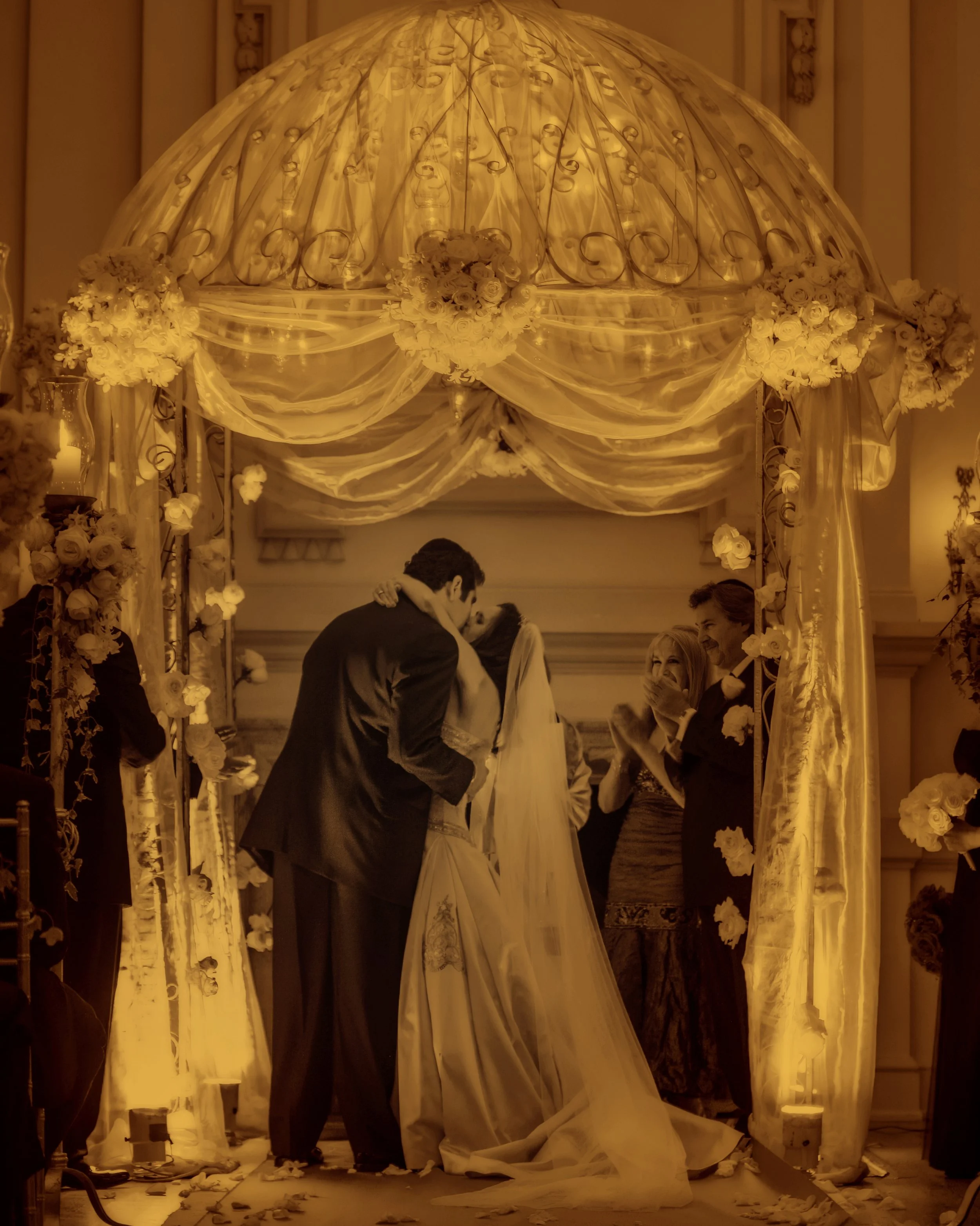 First Kiss Under the Chuppah at Oheka Castle