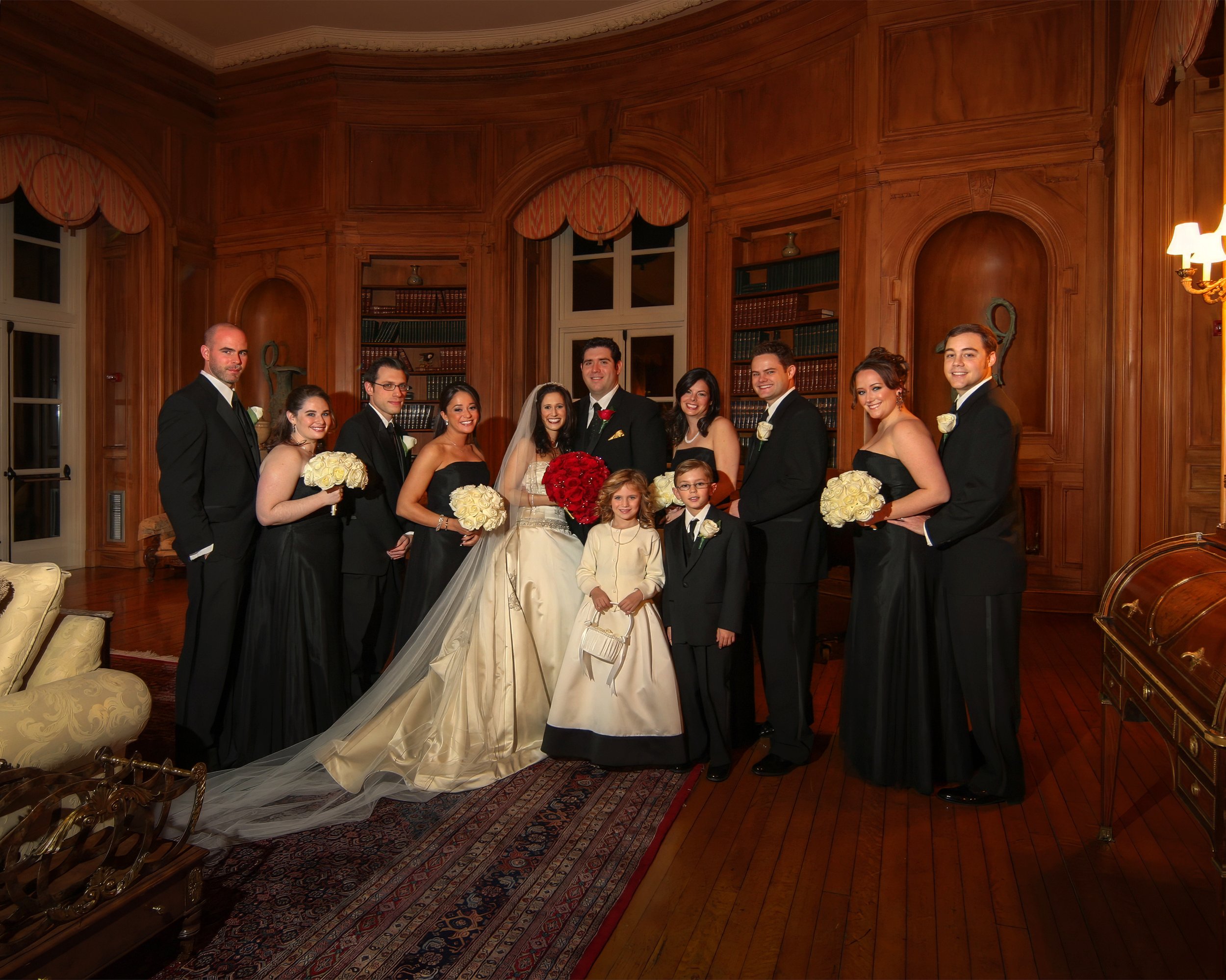 Wedding Party Portraits in the Oheka Castle Living Room