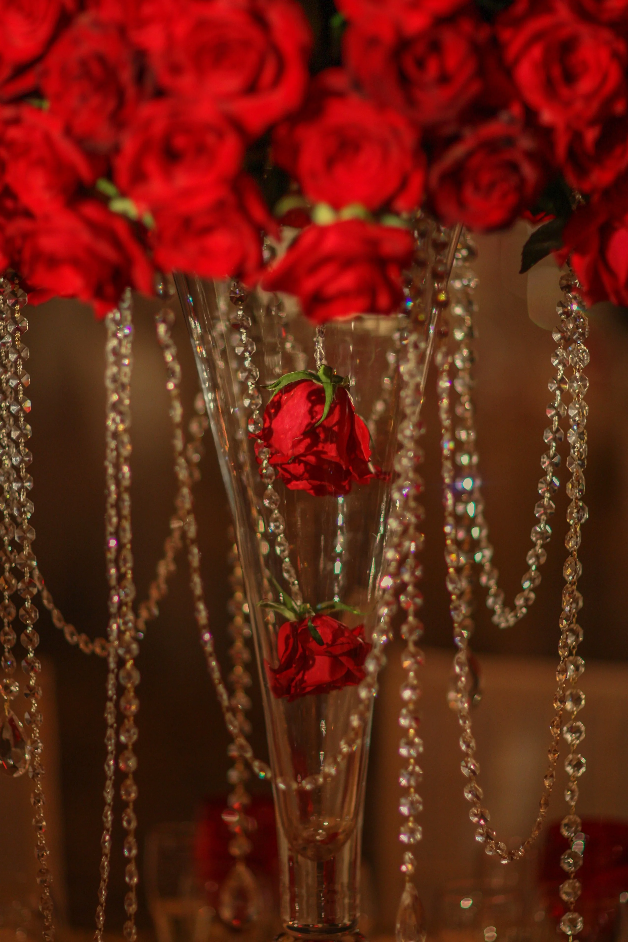Crystal and Rose Reception Details at Oheka Castle