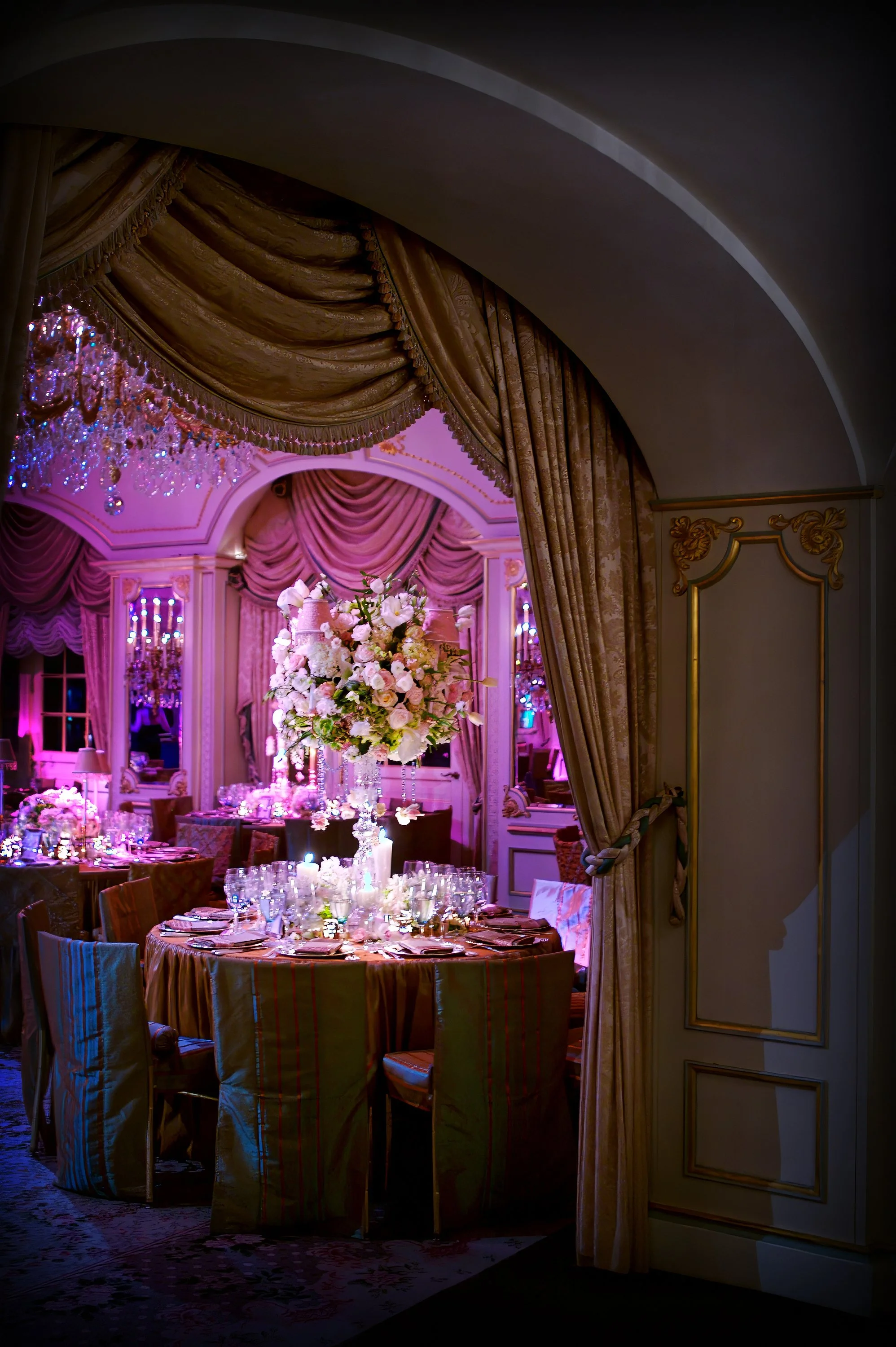Lavish Floral Centerpieces in the St. Regis New York Ballroom