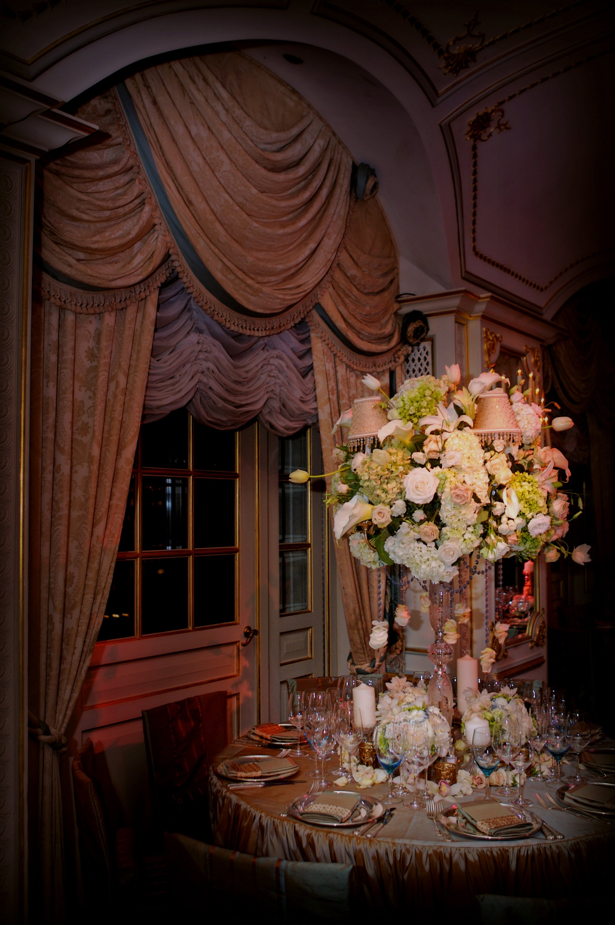 Tall Floral Centerpieces in the St. Regis New York Ballroom