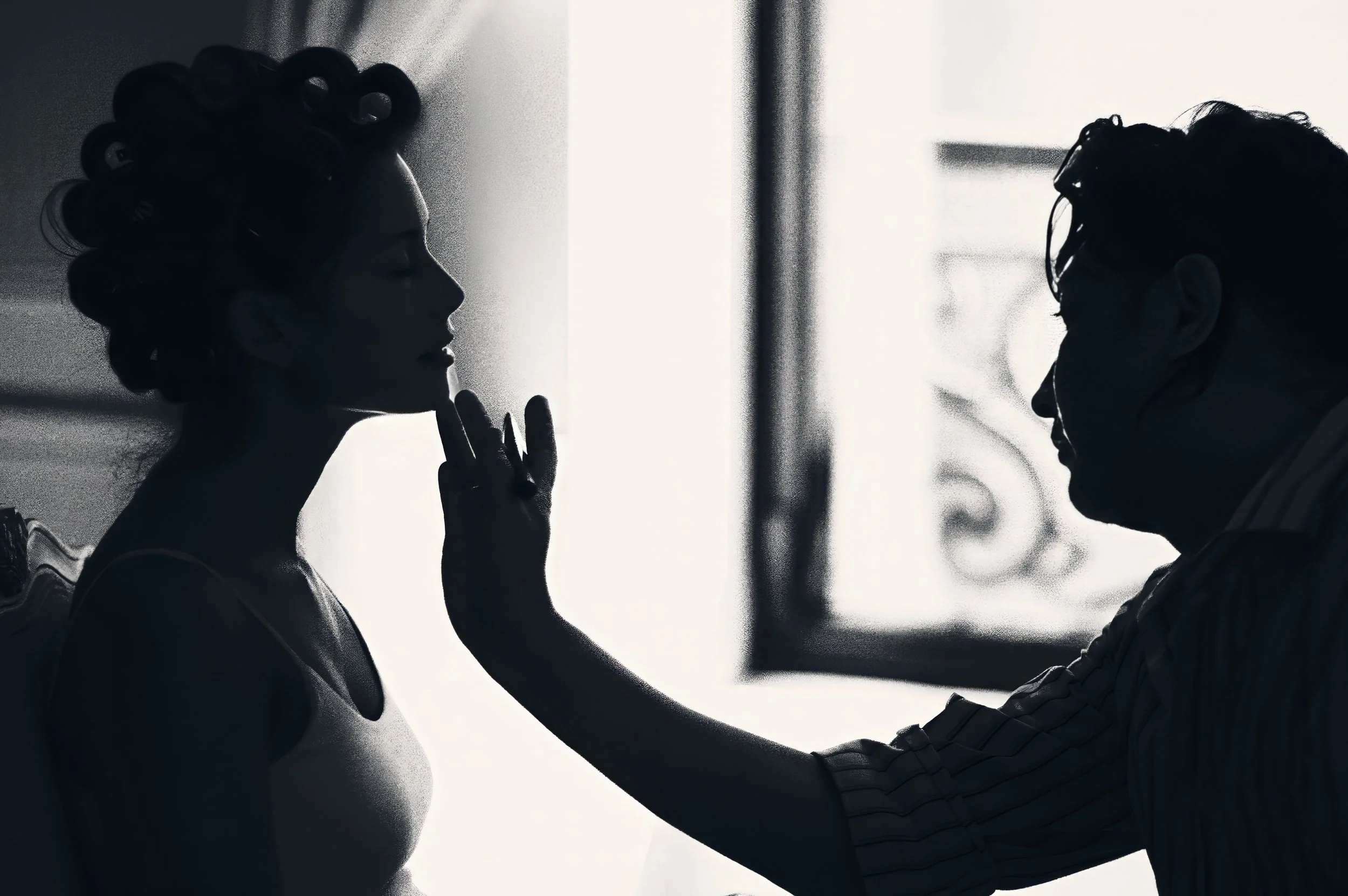 Bride and Makeup Artist Silhouette in St. Regis Bridal Suite
