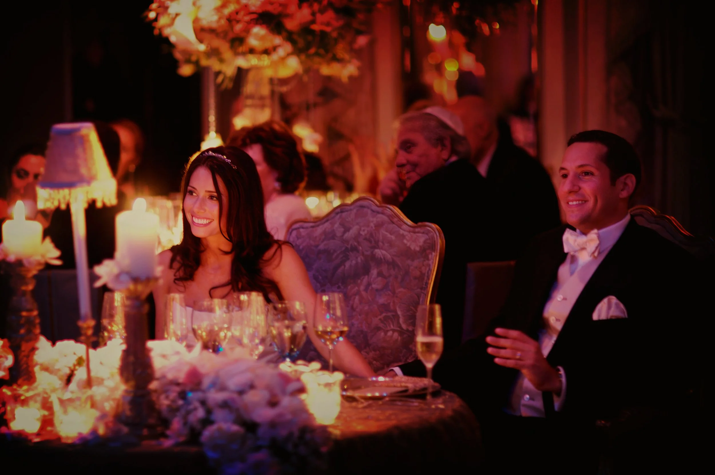 Bride and Groom Listening to Toasts at St. Regis New York