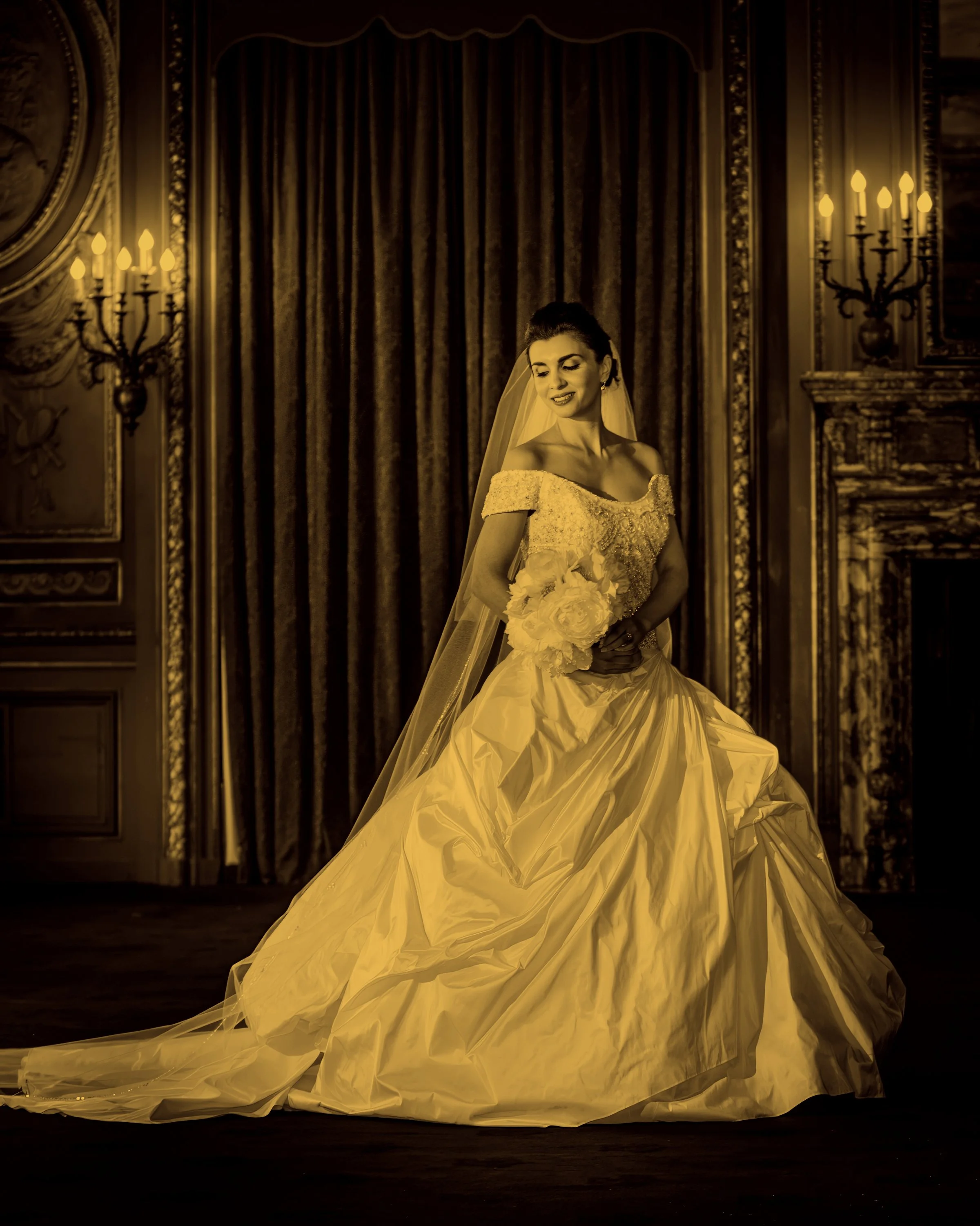 Luxury Bridal Portrait in Elegant Salon at Metropolitan Club NYC