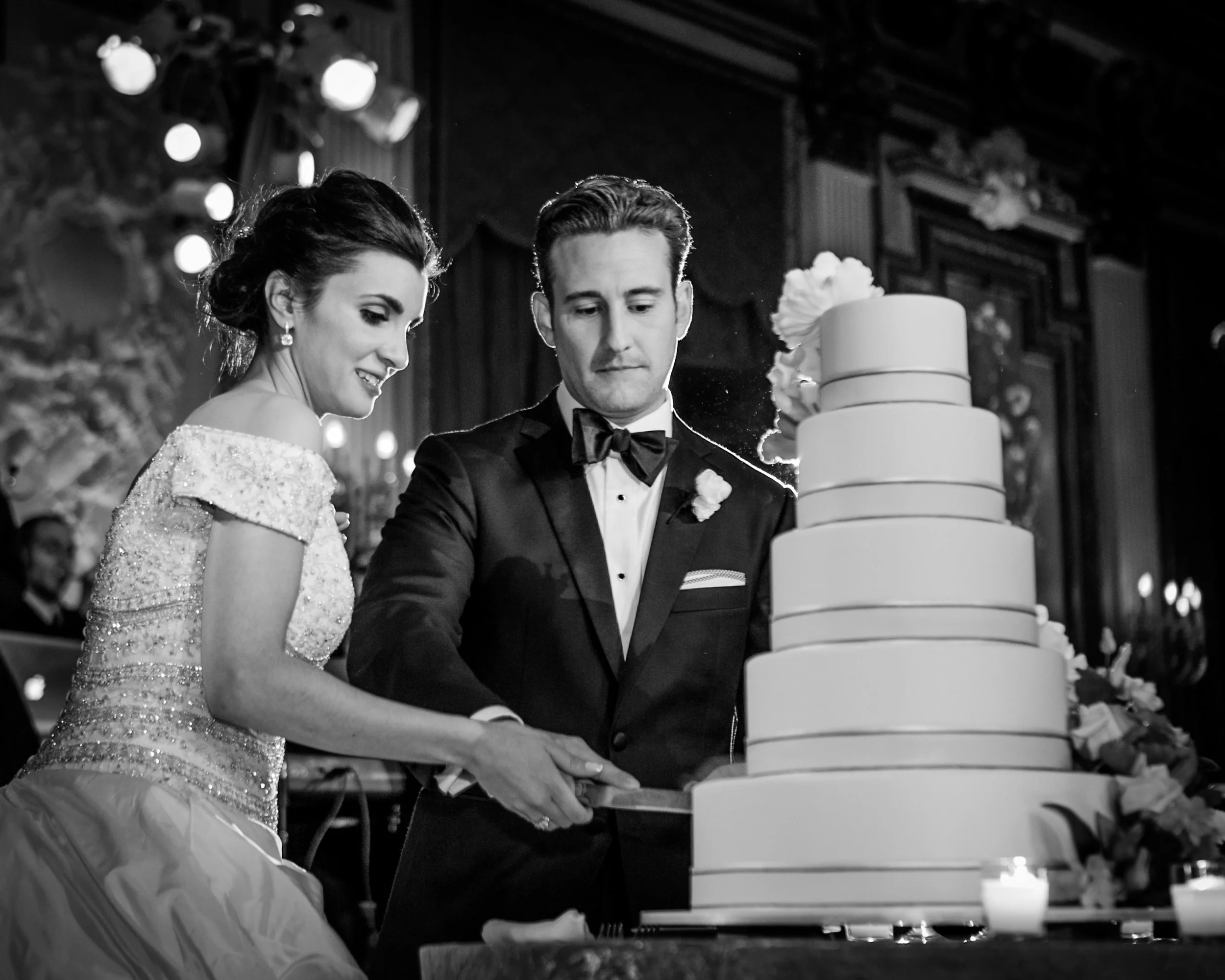 Bride and Groom Cutting Wedding Cake at Metropolitan Club NYC