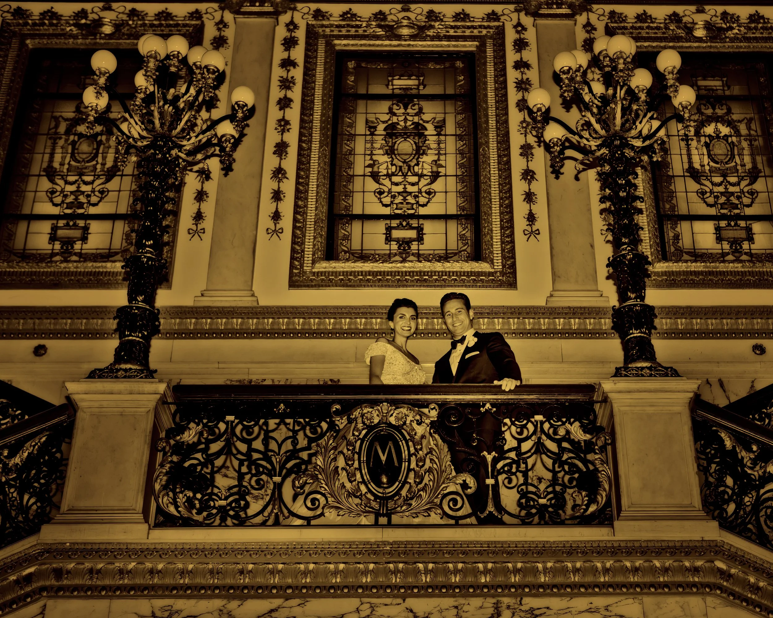 Bride and Groom view the cocktail hour