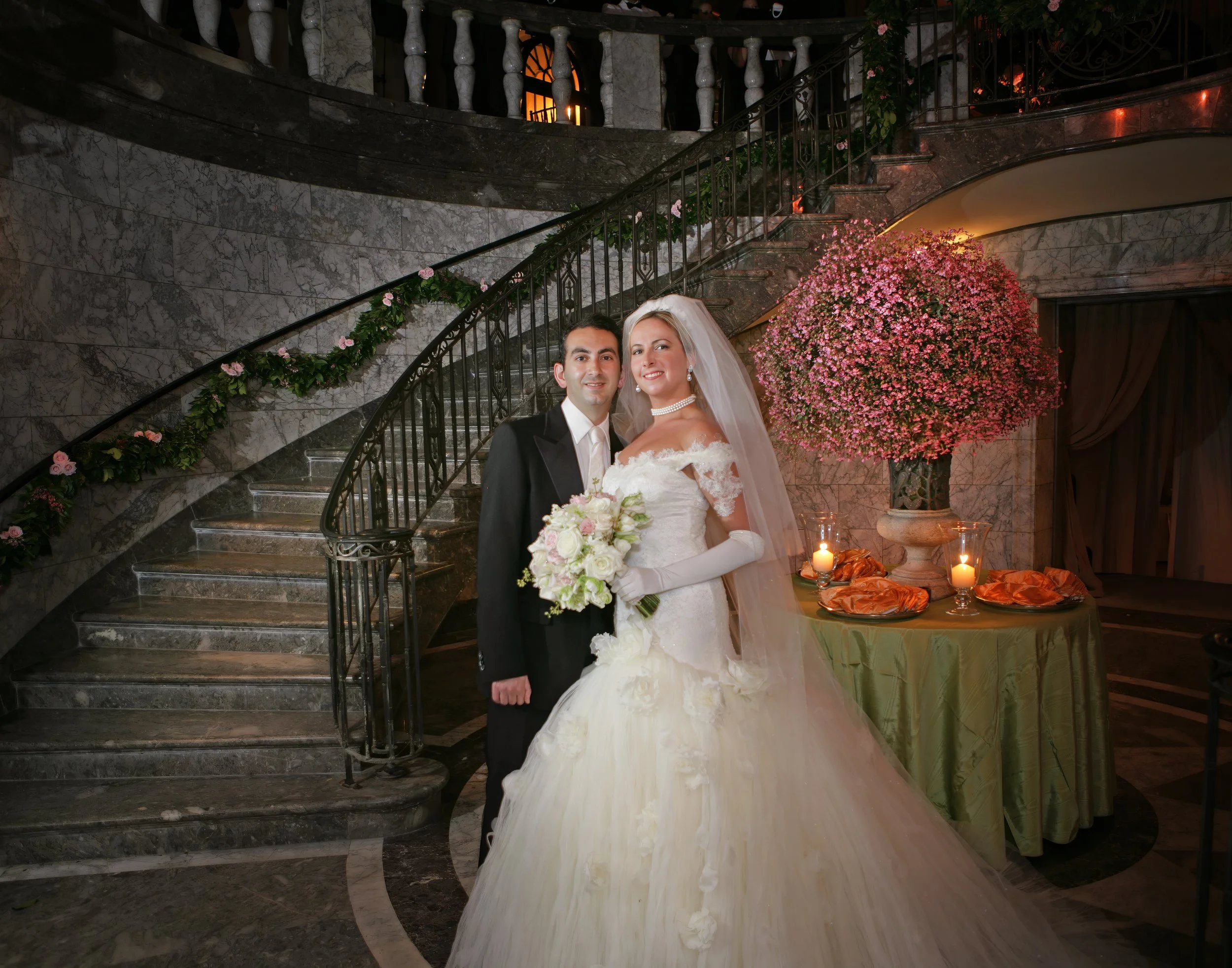 Formal Bride and Groom Portrait at 48 Wall Street Wedding NYC