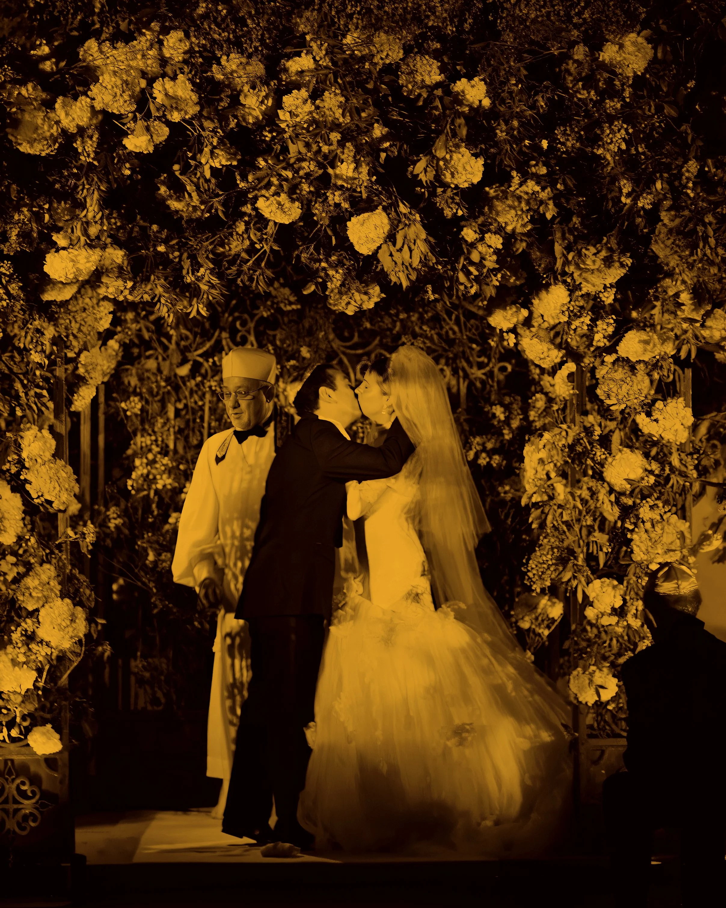 First Kiss Fine Art Split Tone 48 Wall Street Wedding NYC