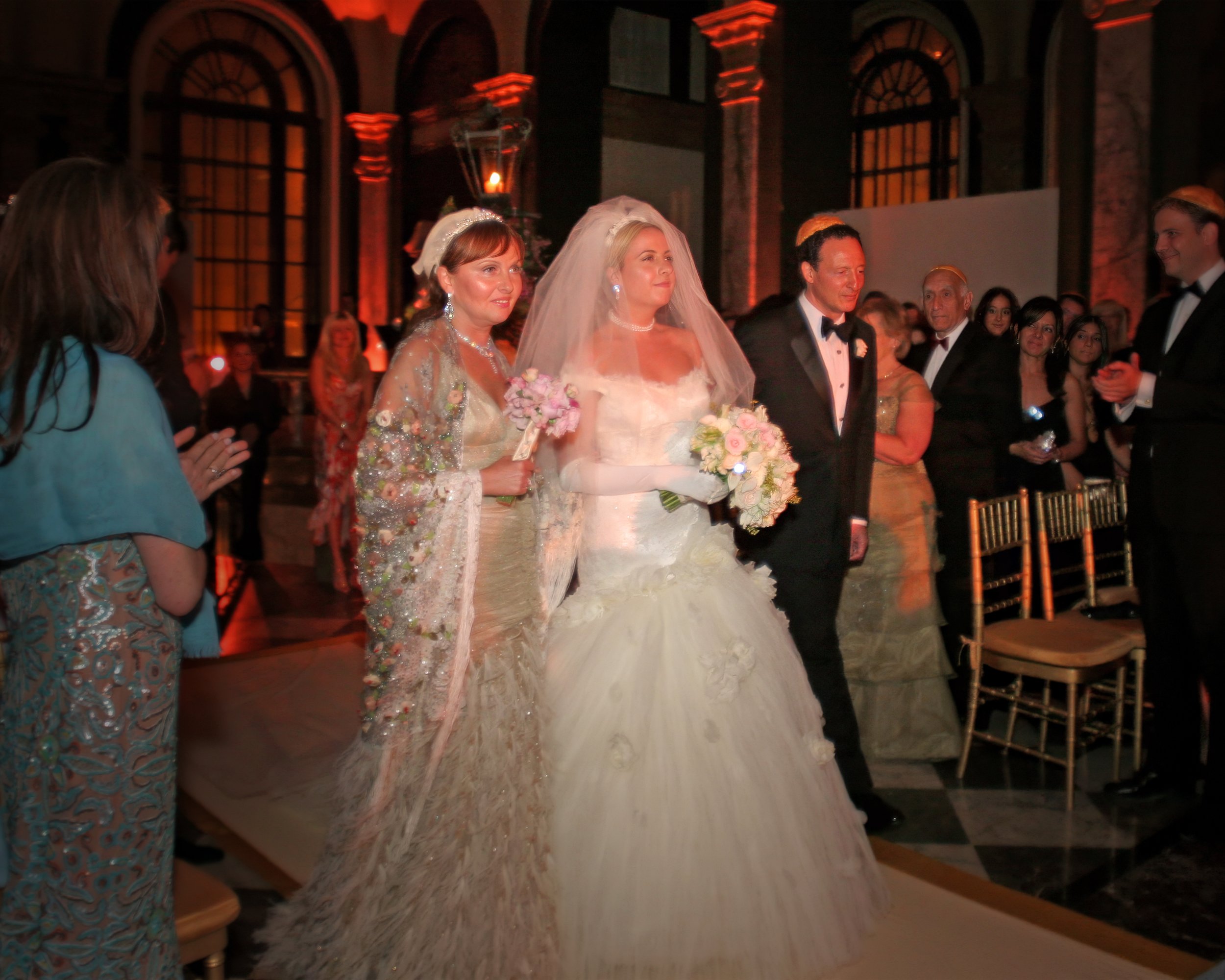Bride Escorted Down Aisle by Parents 48 Wall Street Wedding NYC