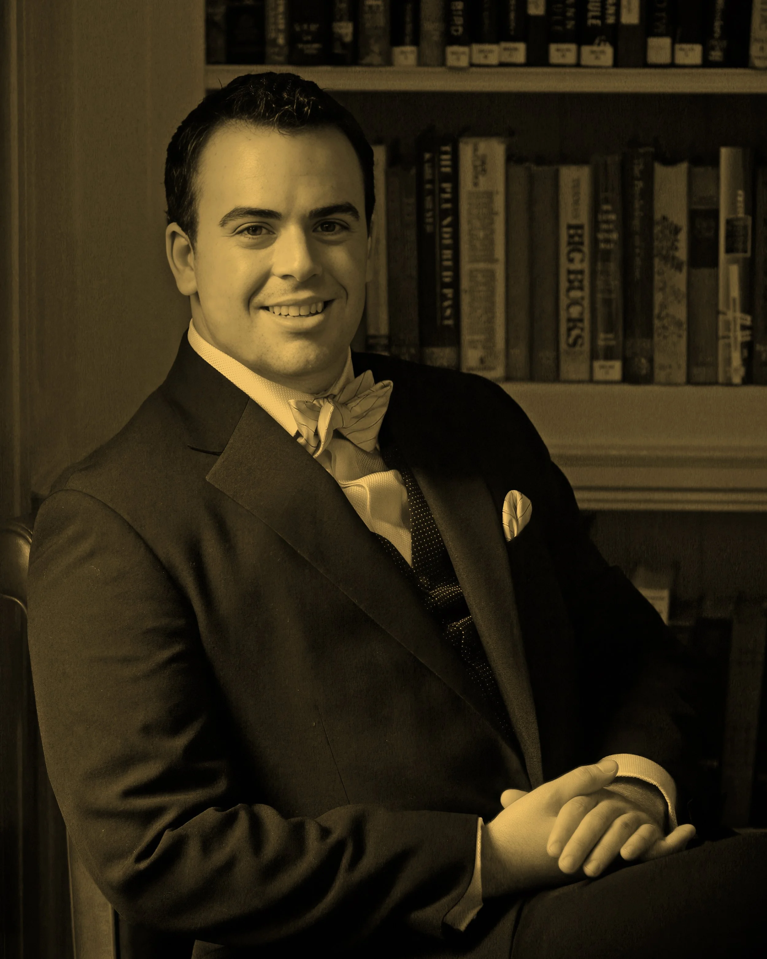 Fine Art Split-Toned Groom Portrait at Yale Club NYC