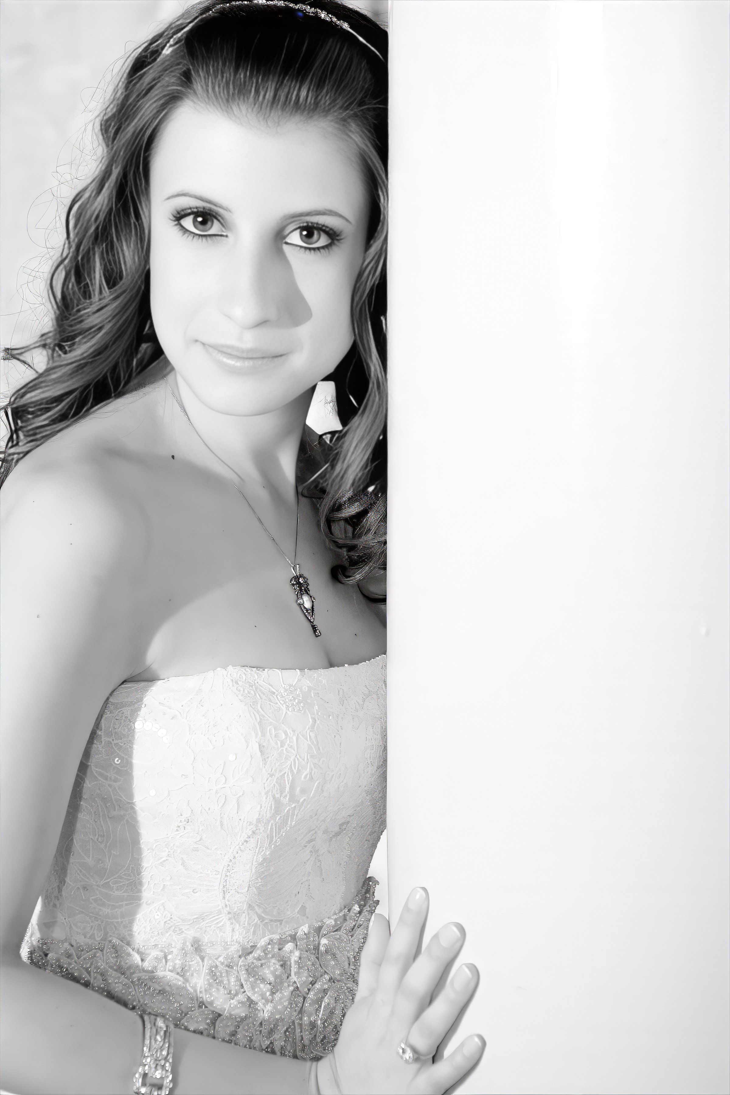 Black and White Bridal Portrait in the Yale Club NYC Library