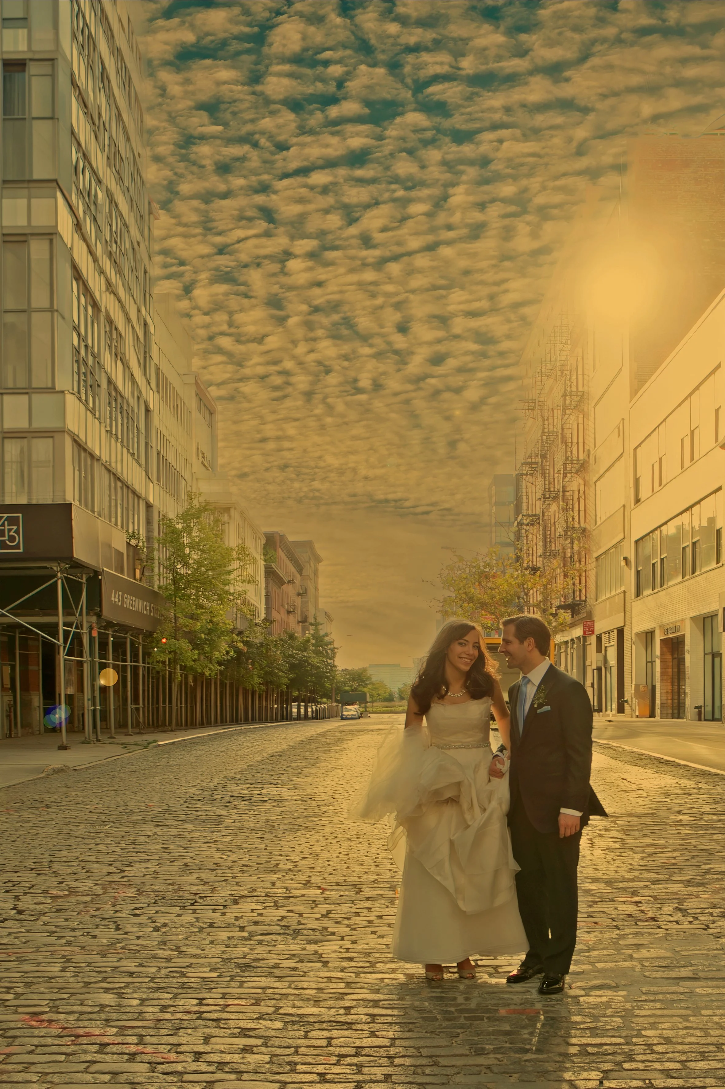 Cobblestone Street Portraits Near Tribeca Rooftop