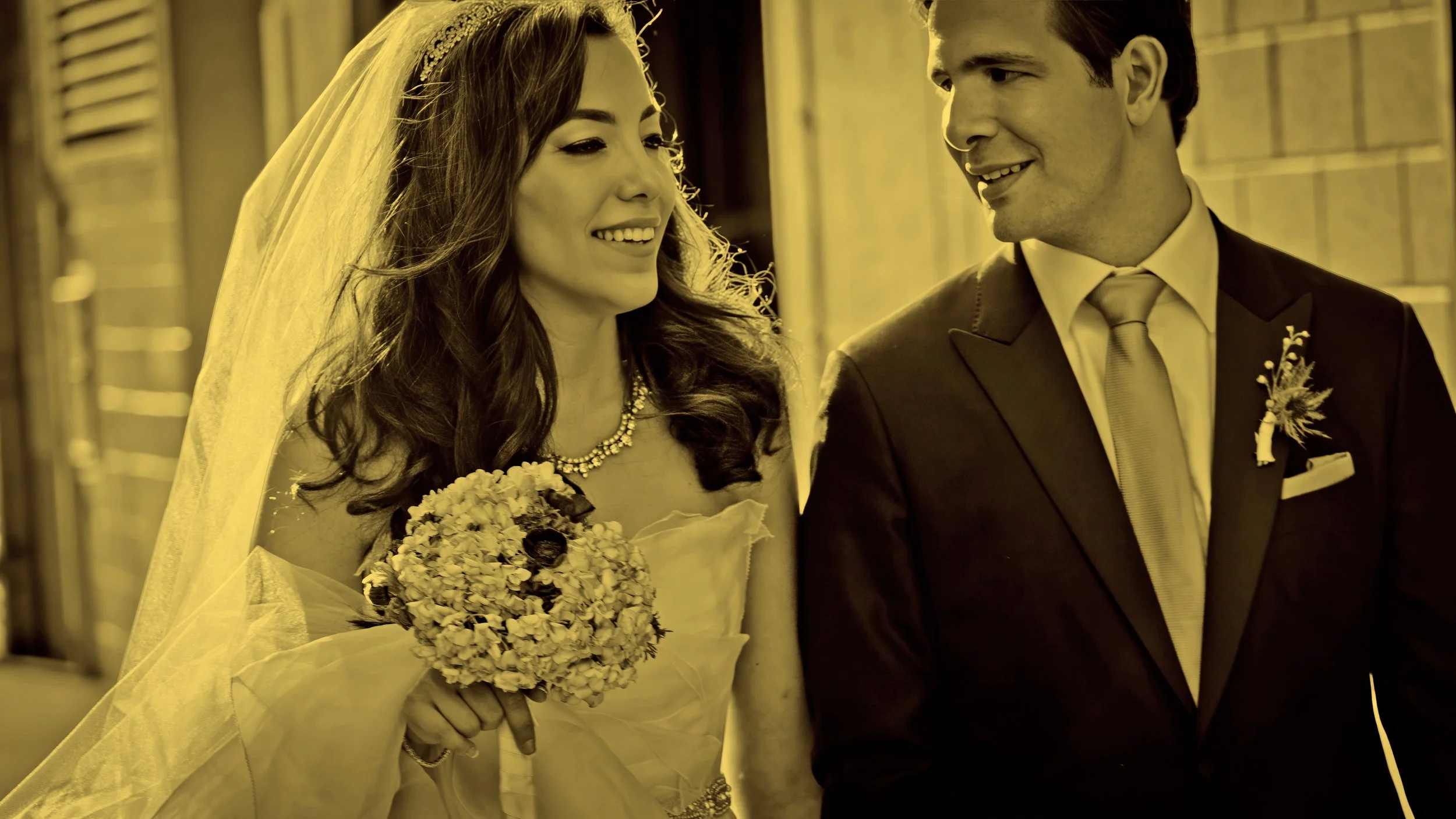 Wedding Portraits on NYC Streets Outside Tribeca Rooftop