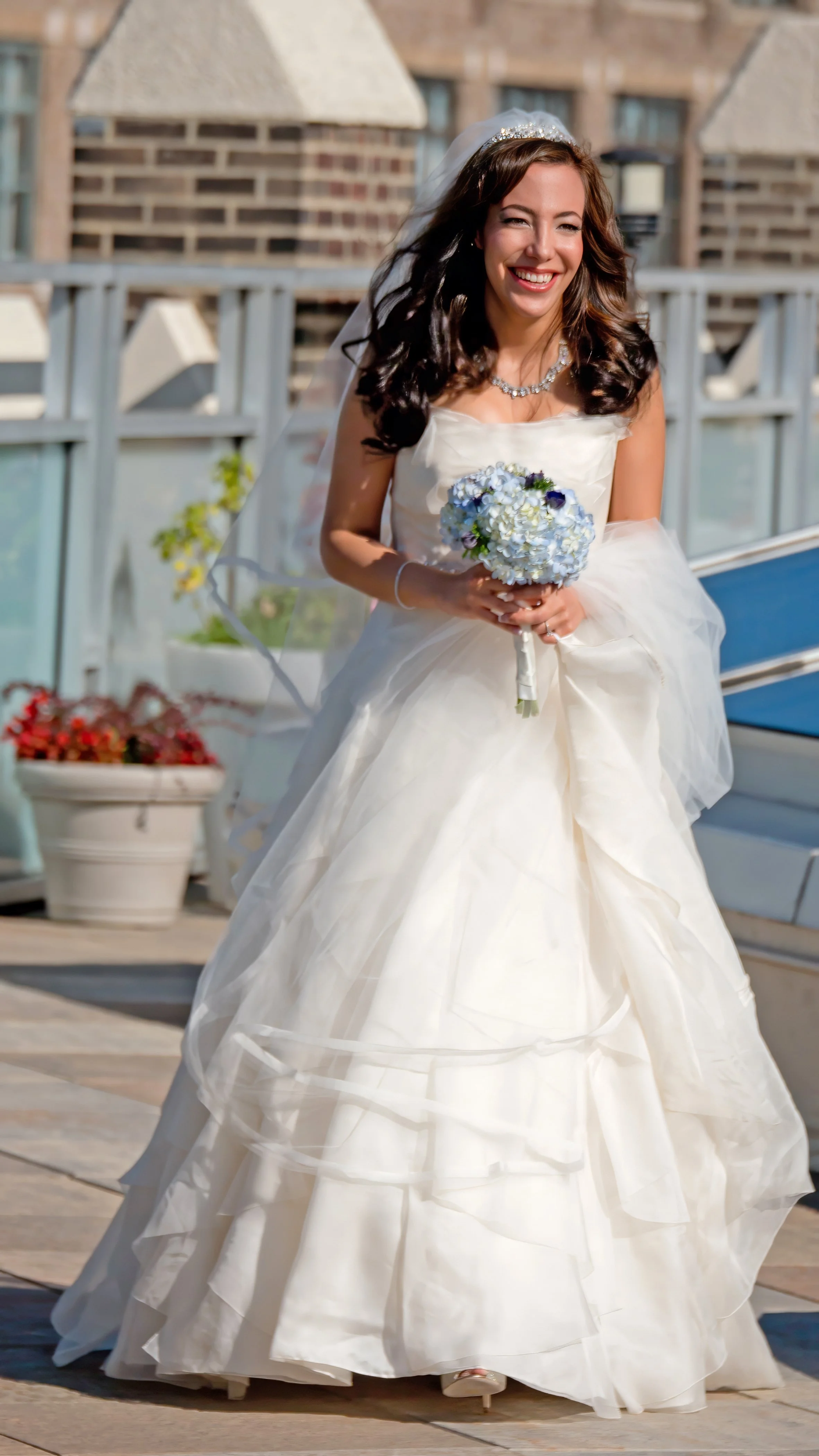 Joyful Bride on Rooftop Terrace at Tribeca Rooftop