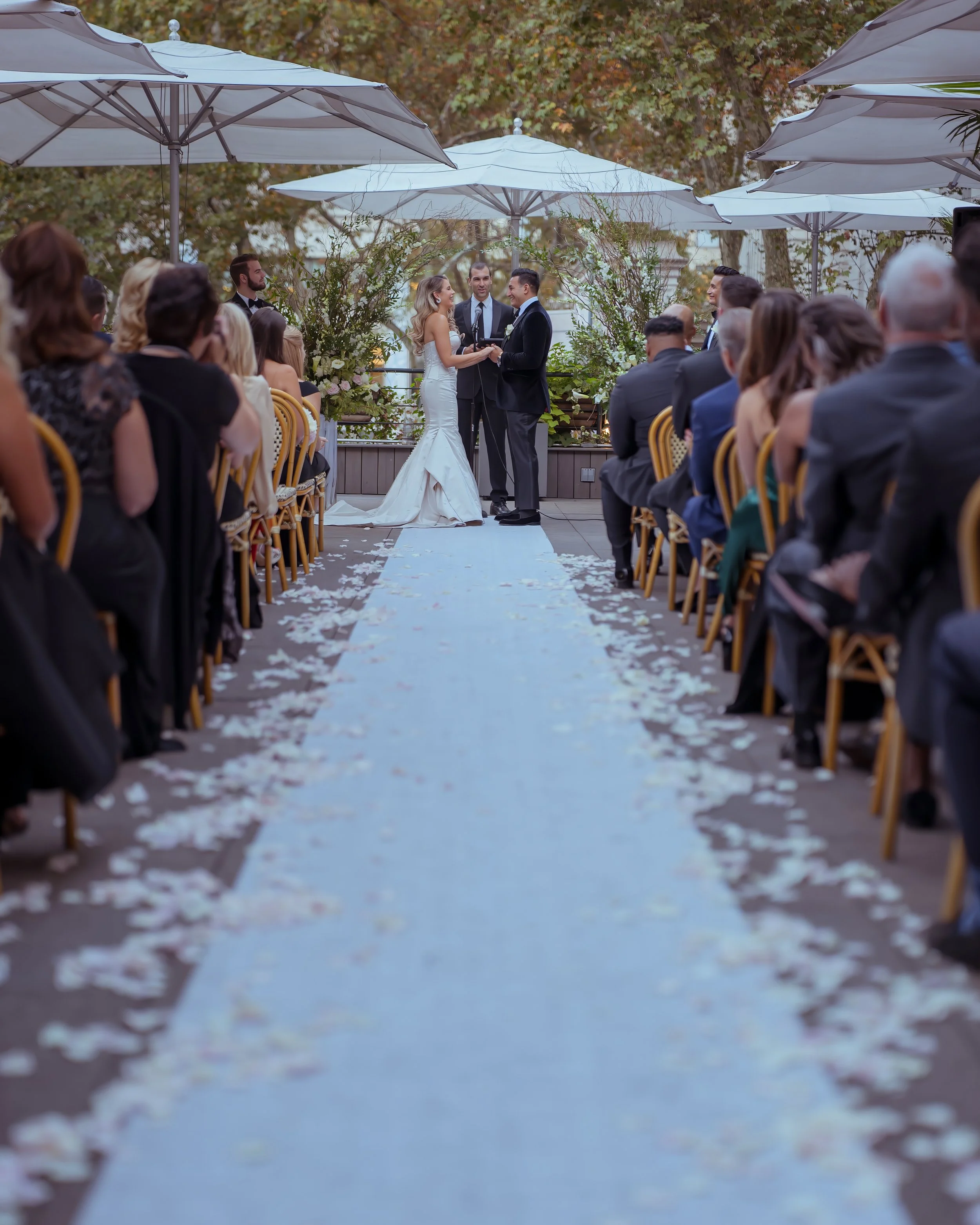 Center Aisle Ceremony View at Bryant Park Grill Terrace Wedding