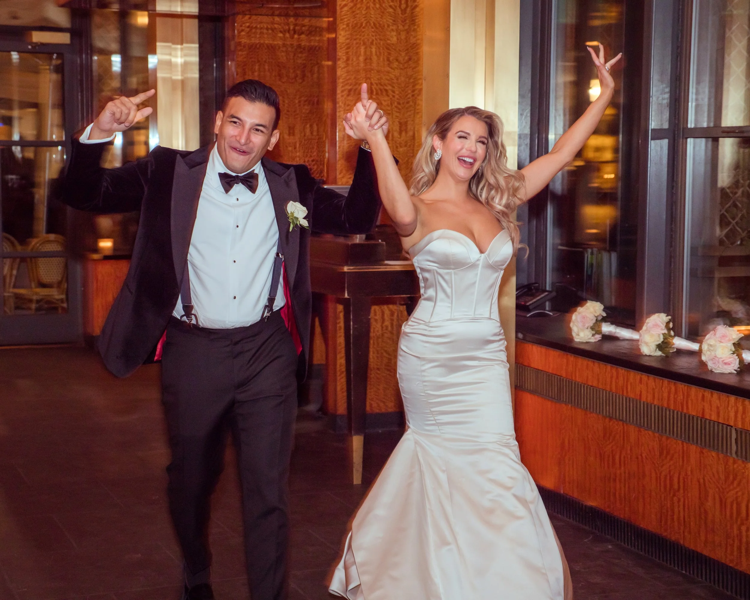 Bride and Groom Grand Entrance at Bryant Park Grill Wedding NYC