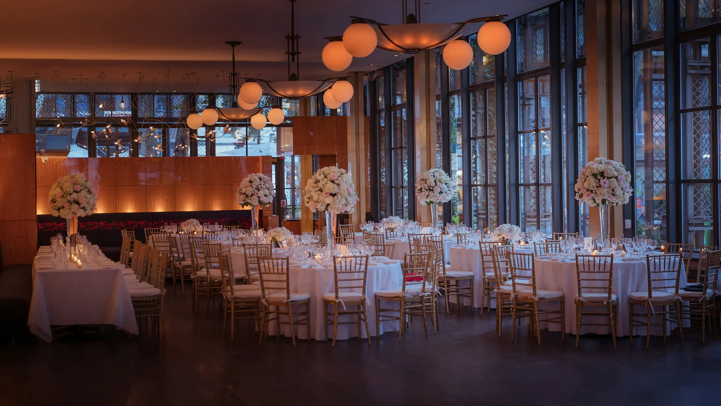 Sweeping Ballroom Decor at Bryant Park Grill Wedding Reception NYC