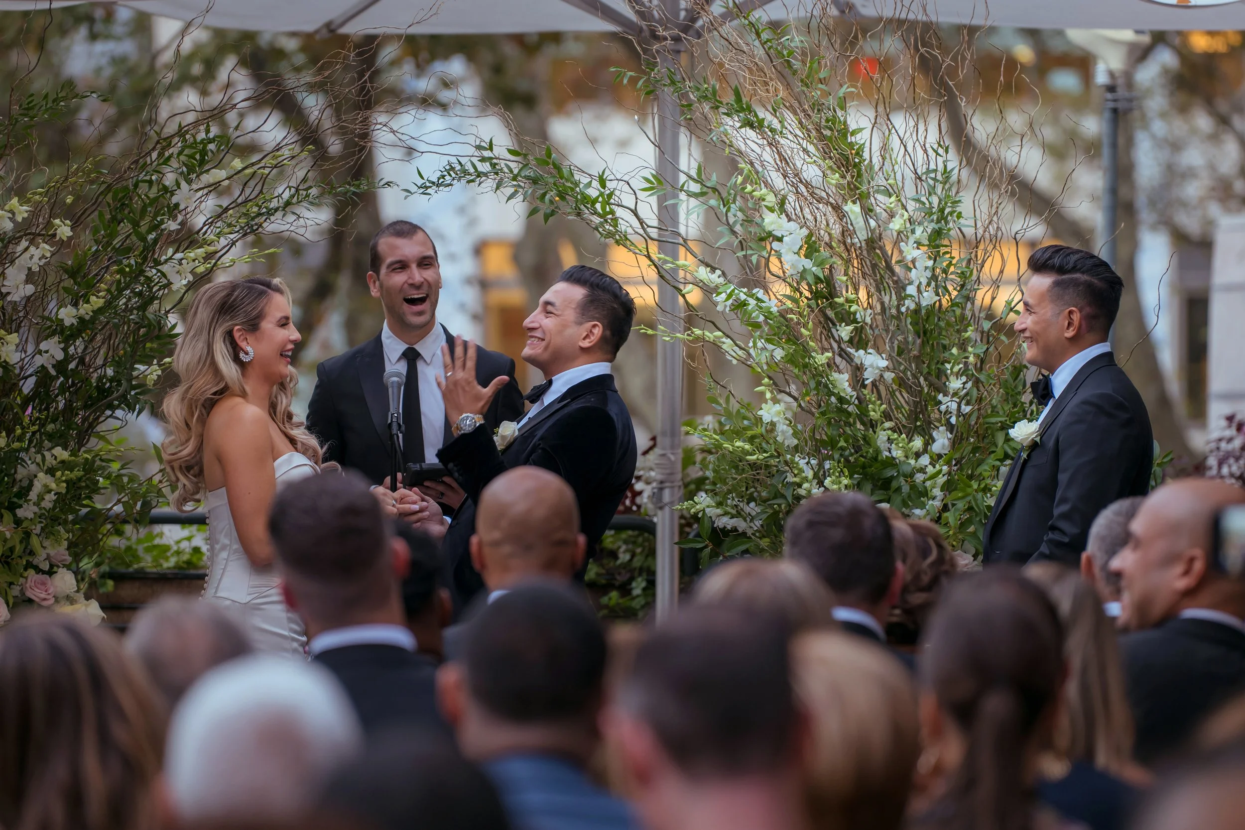 Bride and Groom Pronounced Husband and Wife at Bryant Park Grill Terrace Wedding Ceremony NYC