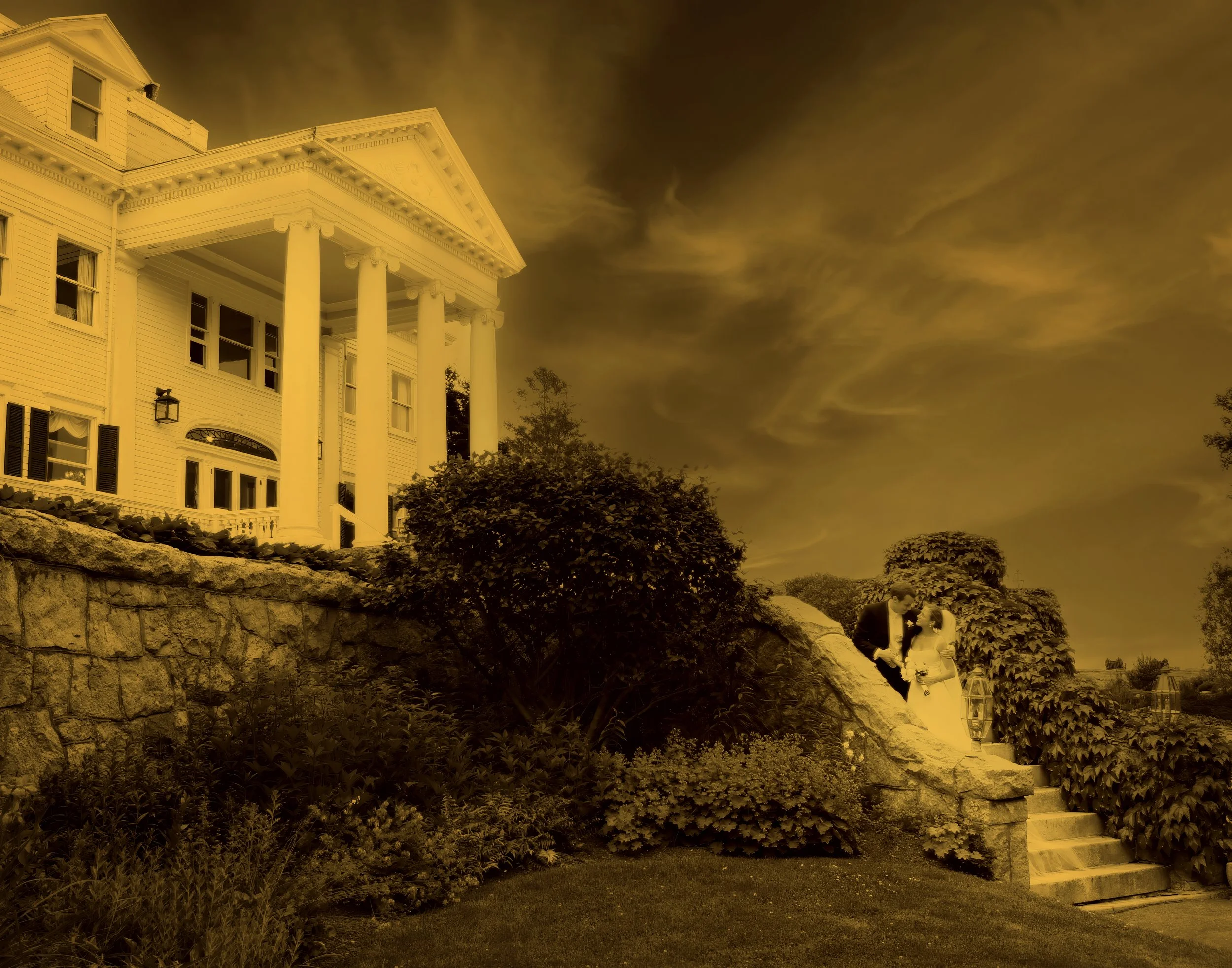 Haley Mansion Stone Steps Wedding Portrait Inn at Mystic